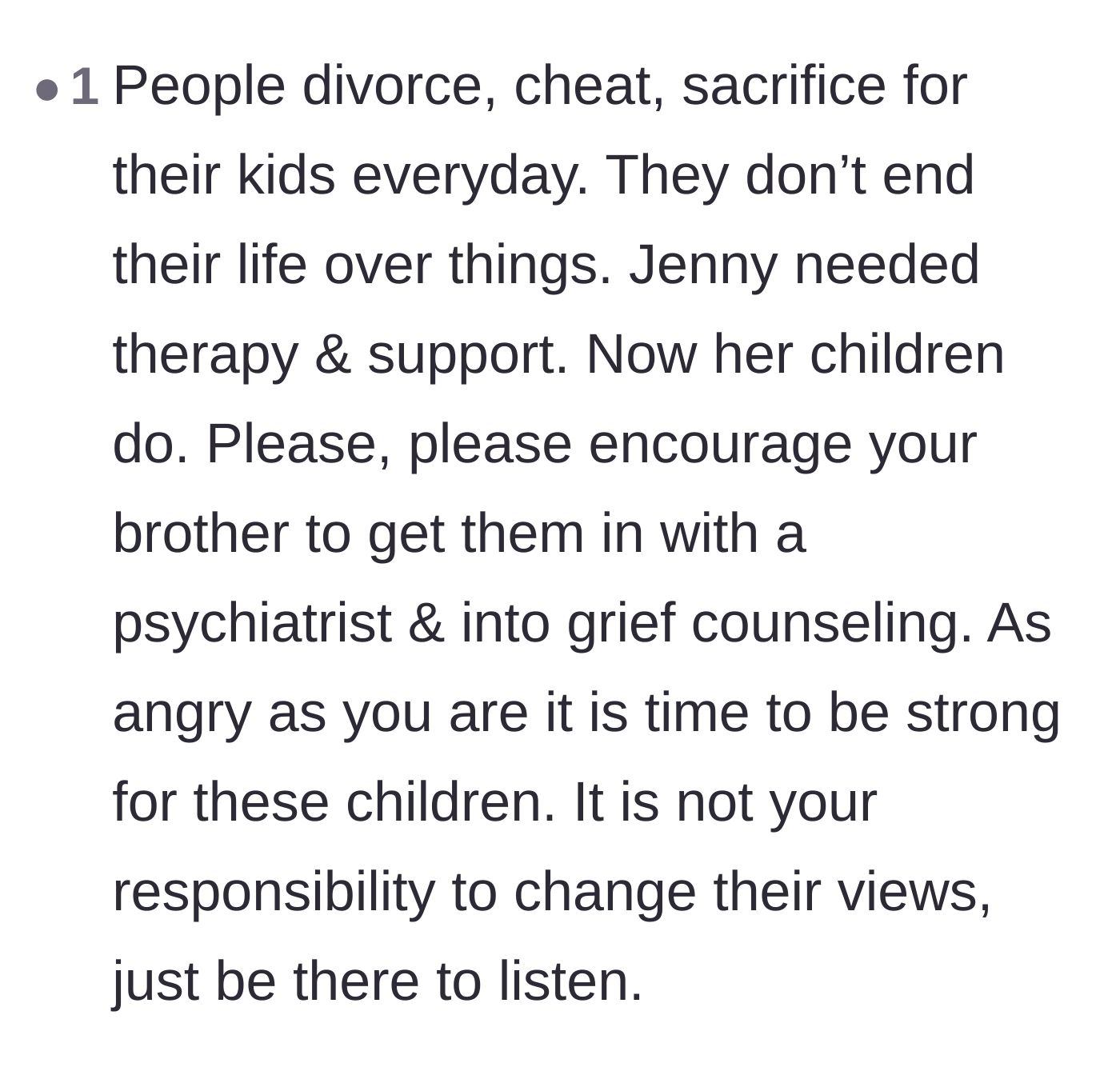 Comment thread 3 - A gentle reminder about the complexities of mental health and the urgent need for grief counseling.