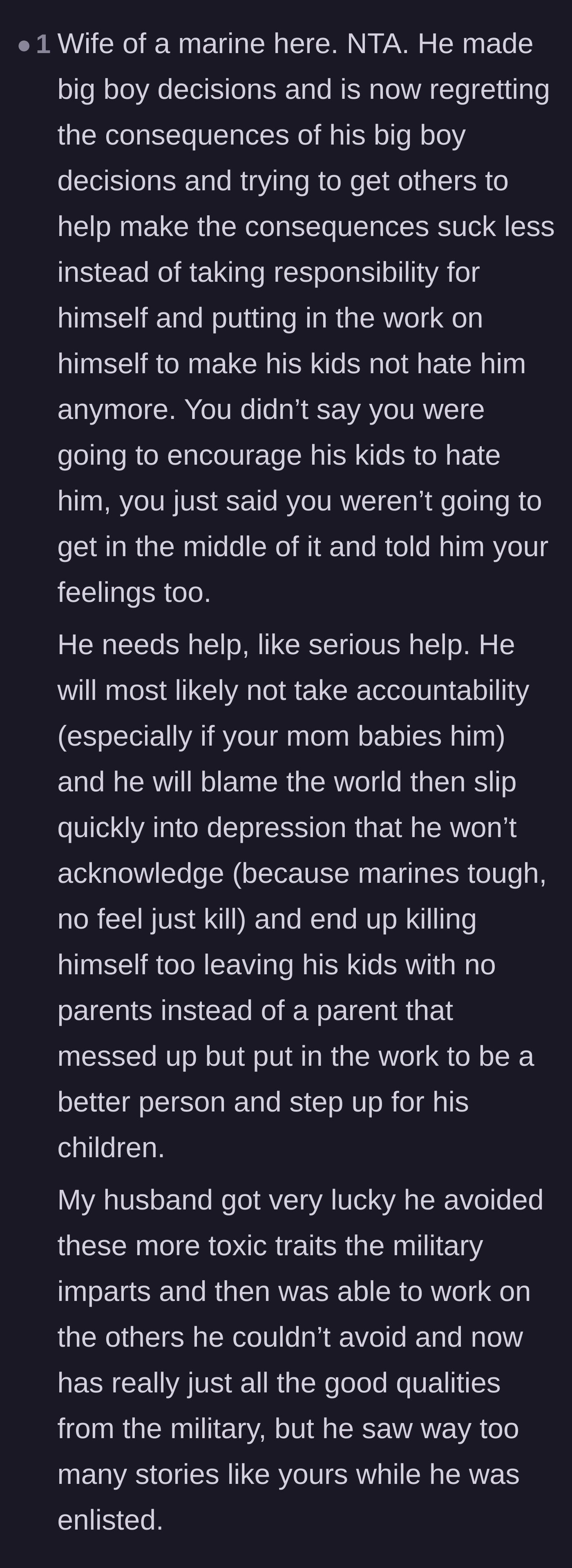 Comment thread 6 - A military spouse's perspective on the toxic culture that prevents soldiers from taking accountability.