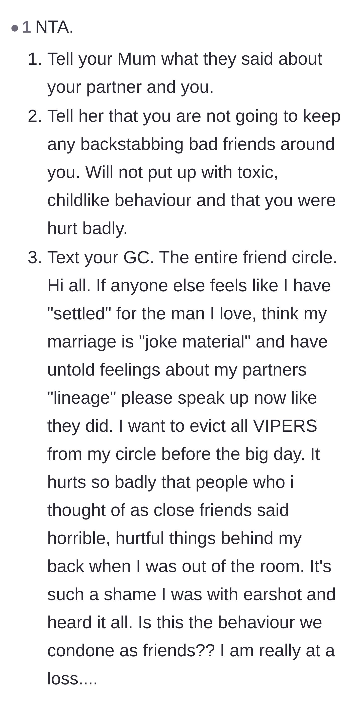 Comment thread 3 - A suggested group text message to publicly expose the toxic friends to the rest of their circle.