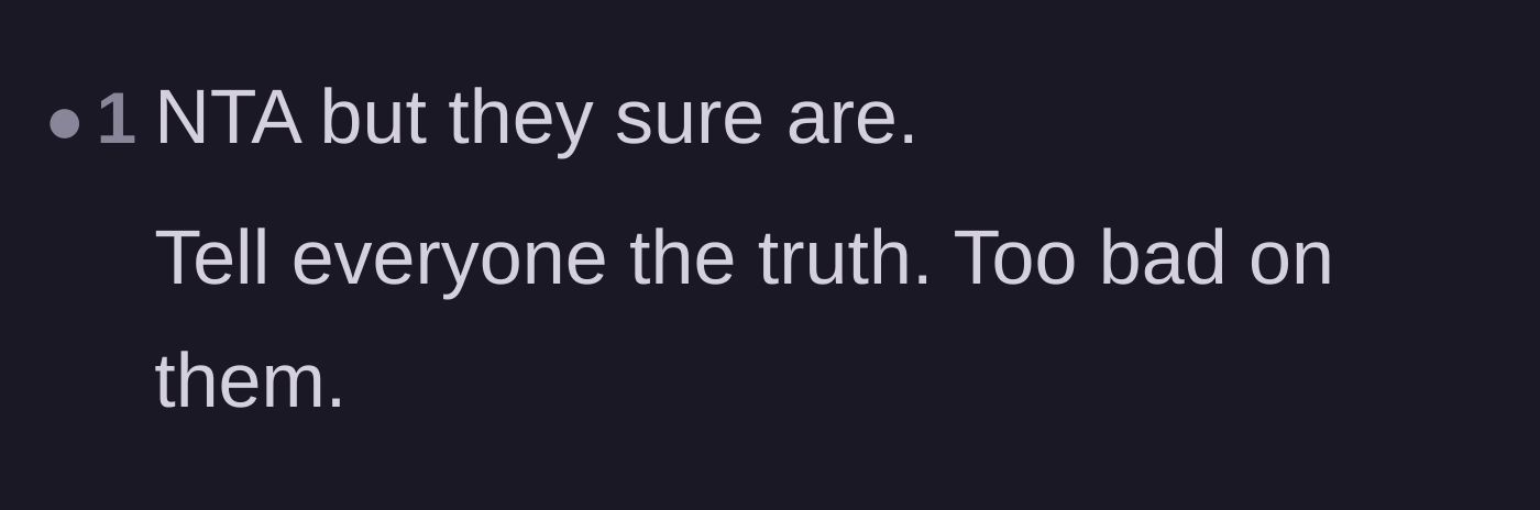 Comment thread 5 - Encouragement for the bride to publicly share the truth about her friends' behavior instead of hiding it.