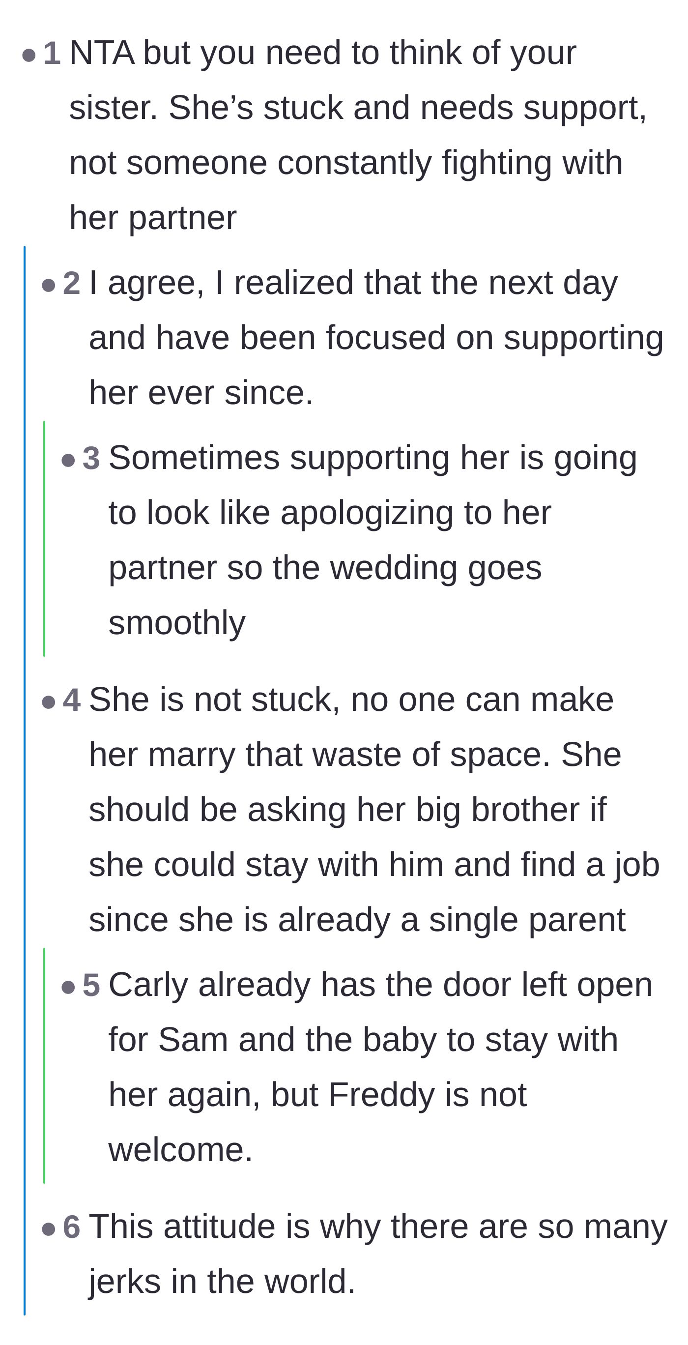 Comment thread 2 - A heated debate on whether the sister is truly trapped or just choosing to stay with a deadbeat