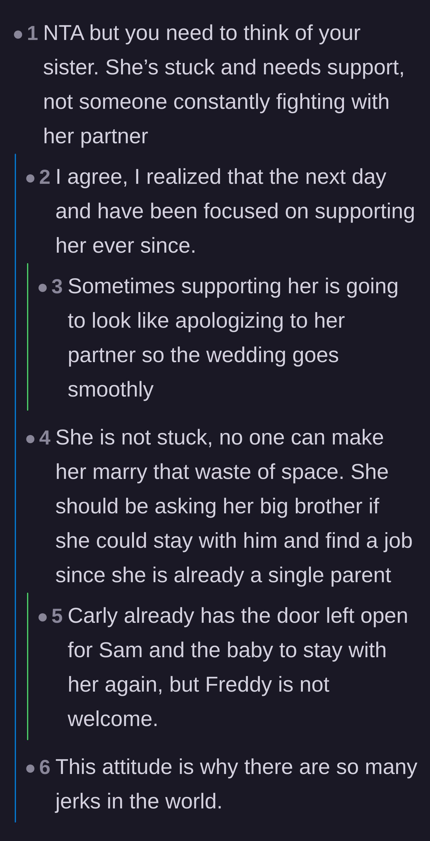 Comment thread 2 - A heated debate on whether the sister is truly trapped or just choosing to stay with a deadbeat