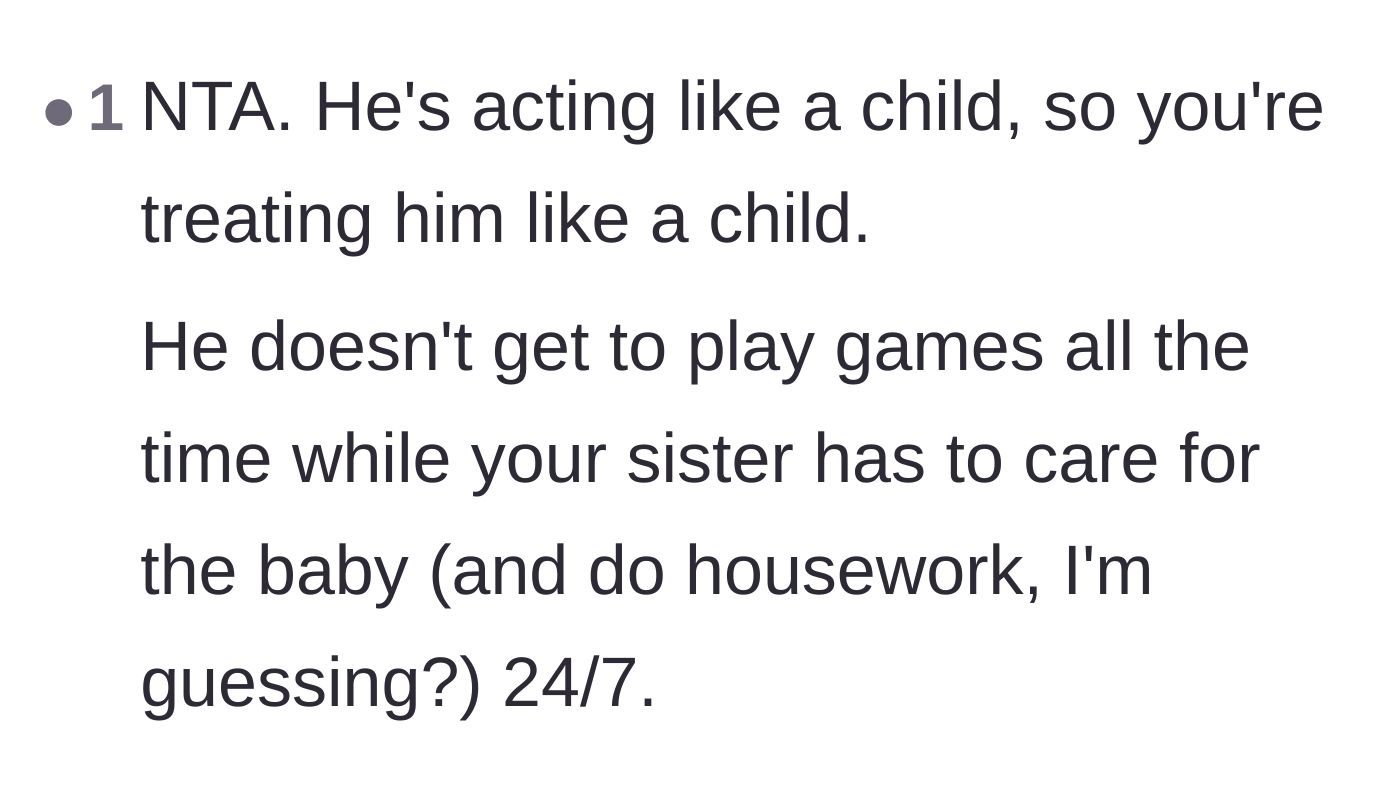 Comment thread 3 - Agreeing that the brother was justified in treating the boyfriend like a child