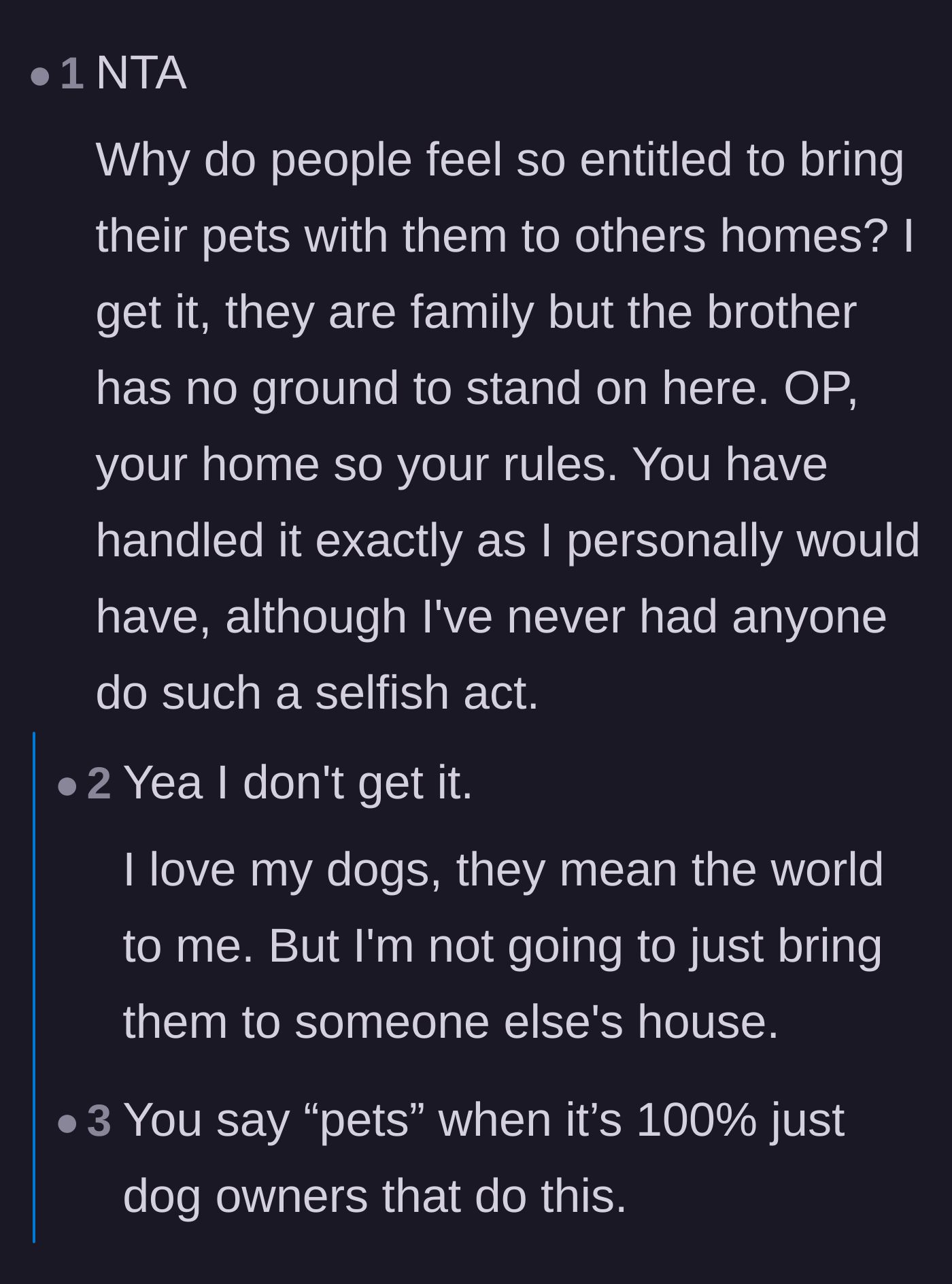 Comment thread 2 - Commenters debate why dog owners assume their pets are welcome everywhere and share stories of responsible pet etiquette