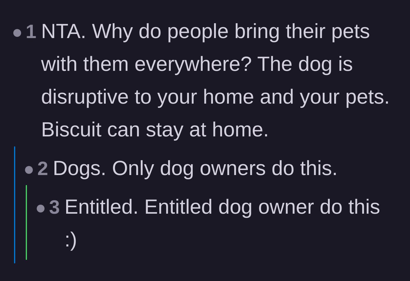 Comment thread 6 - Readers call out the audacity of people who bring disruptive dogs everywhere they go