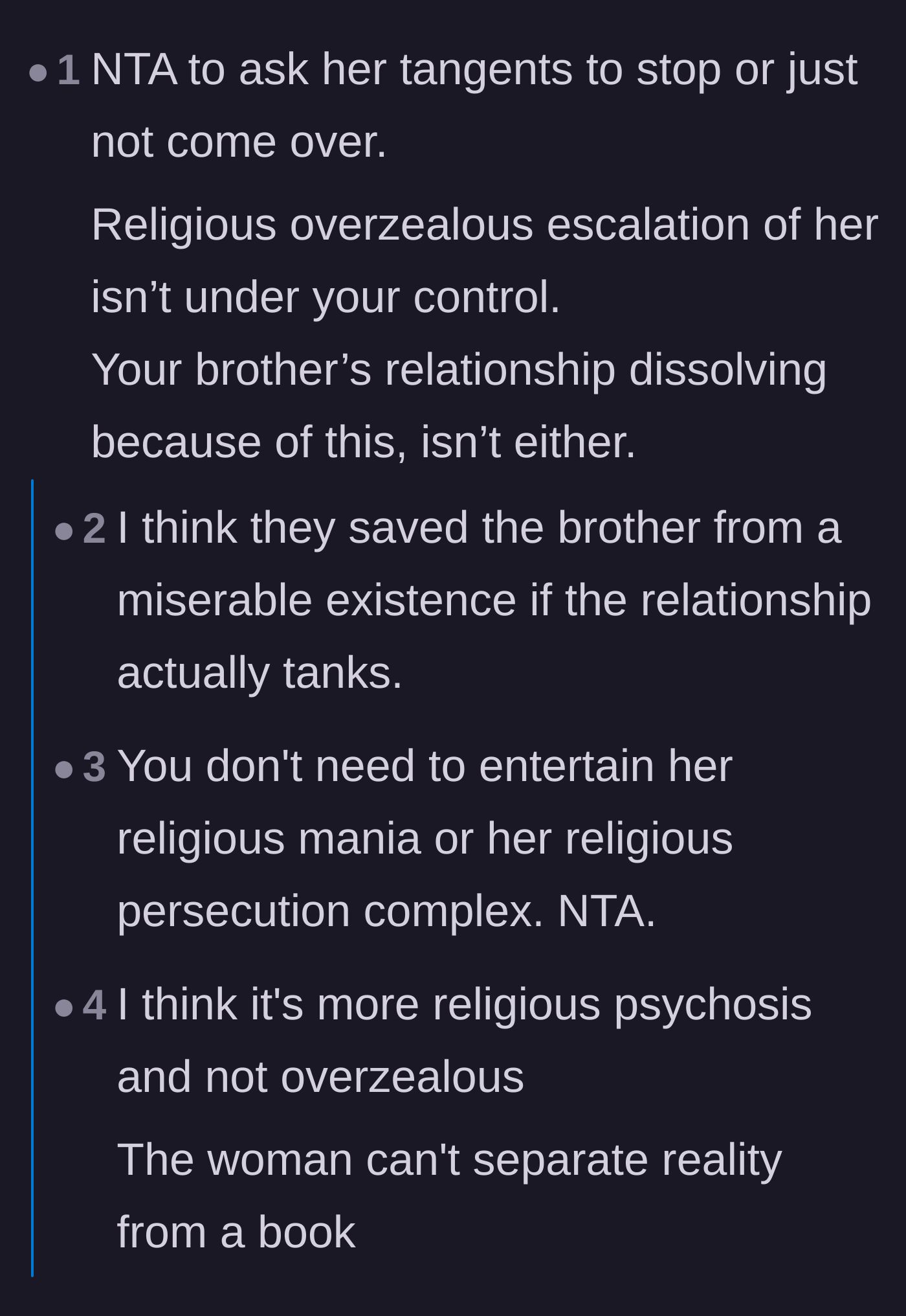 Comment thread 4 - People assuring the dad that he actually saved his brother from a miserable relationship.