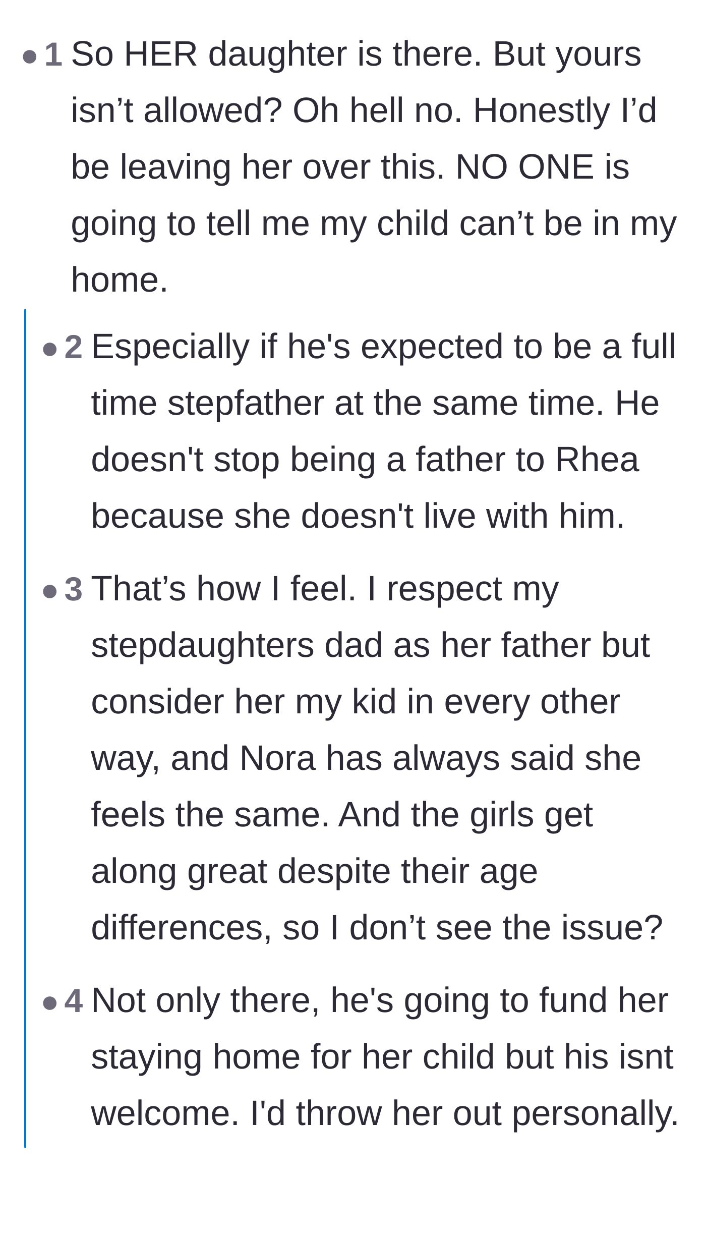 Comment thread 1 - Readers calling out the stepmother's glaring hypocrisy and warning that she will likely start bullying the daughter herself.