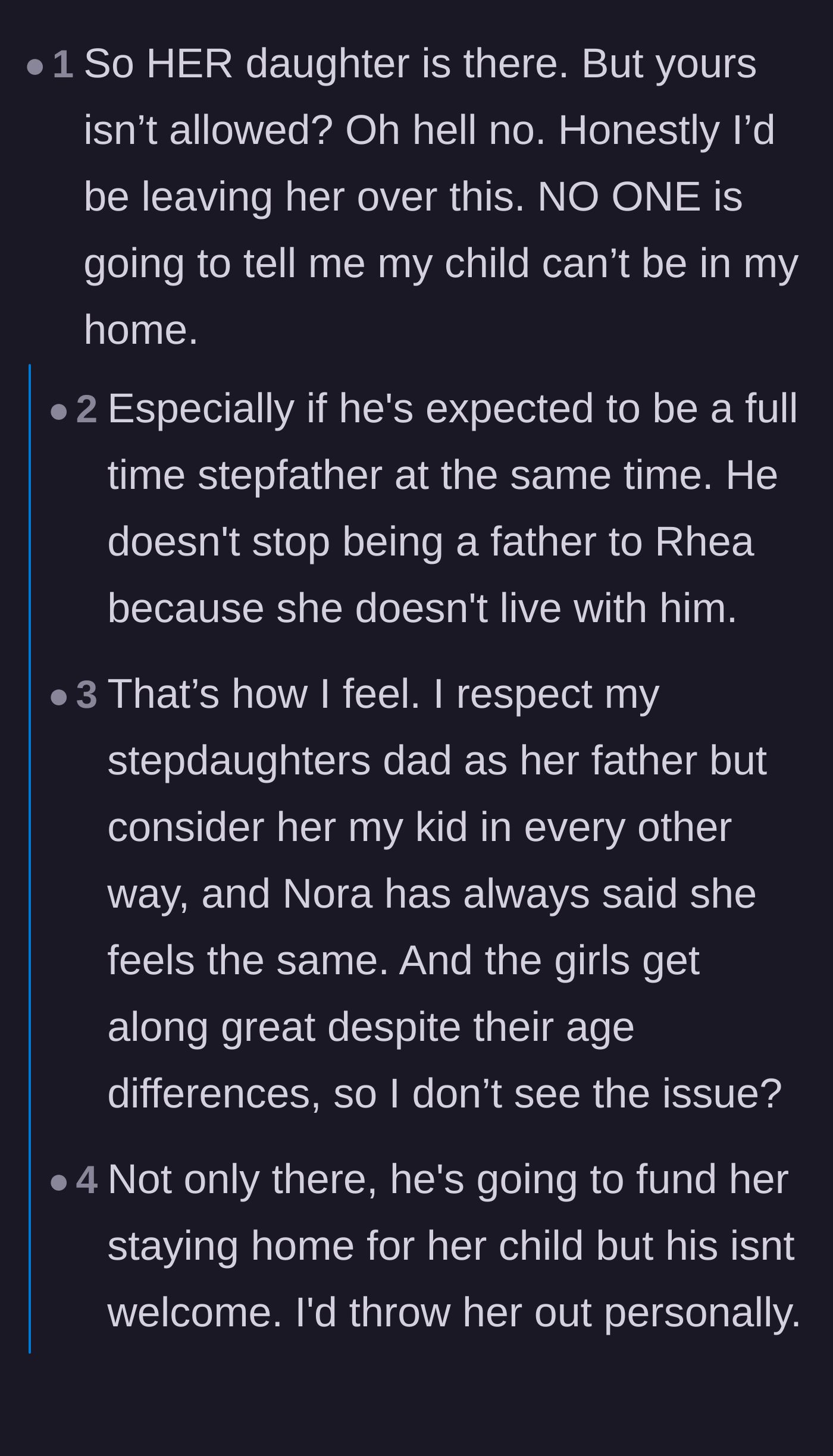 Comment thread 1 - Readers calling out the stepmother's glaring hypocrisy and warning that she will likely start bullying the daughter herself.