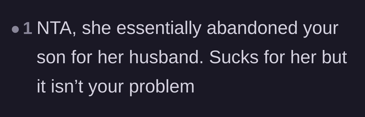 Comment thread 3 - A straightforward take on how abandoning a child means forfeiting any future support.