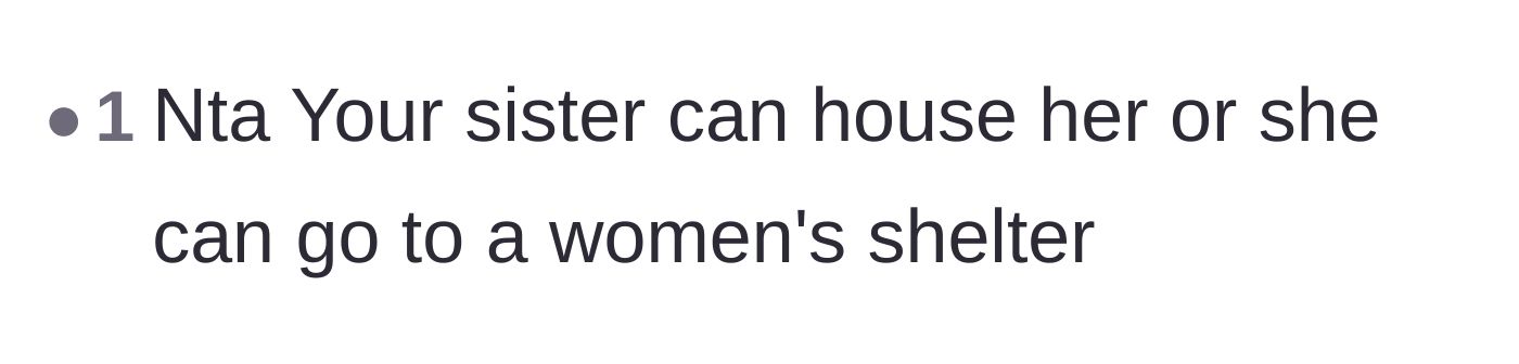 Comment thread 4 - Readers point out alternative housing options like the sister's house or a local shelter.