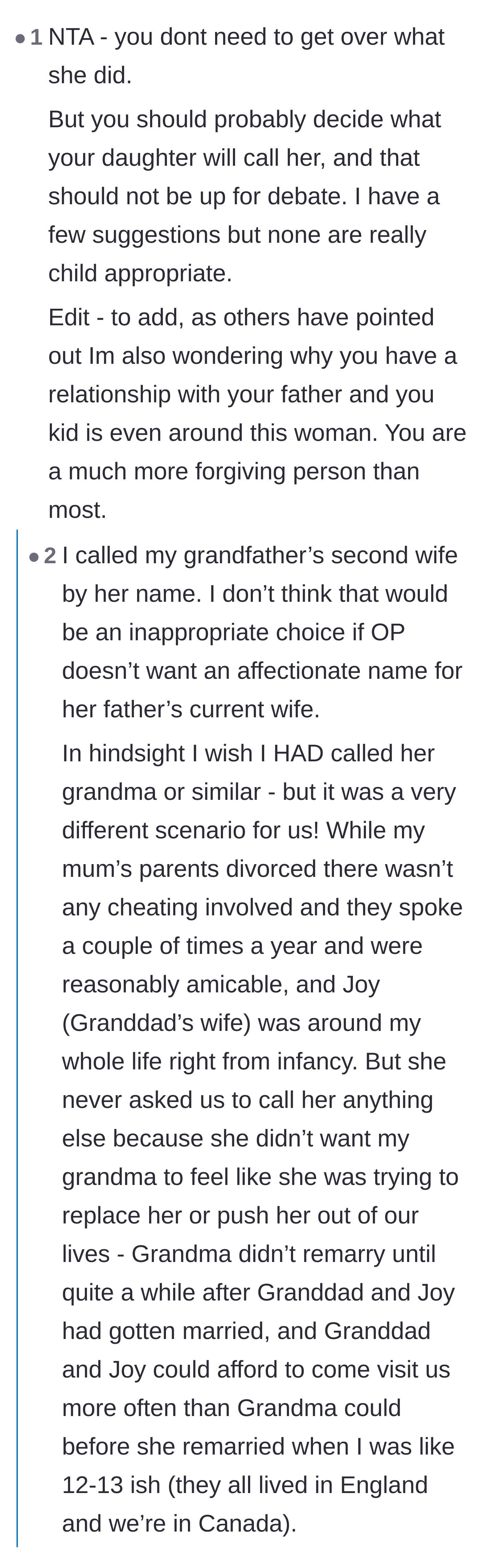 Comment thread 4 - Readers suggesting the child simply use the stepmother's first name, alongside stories of healthy blended families.
