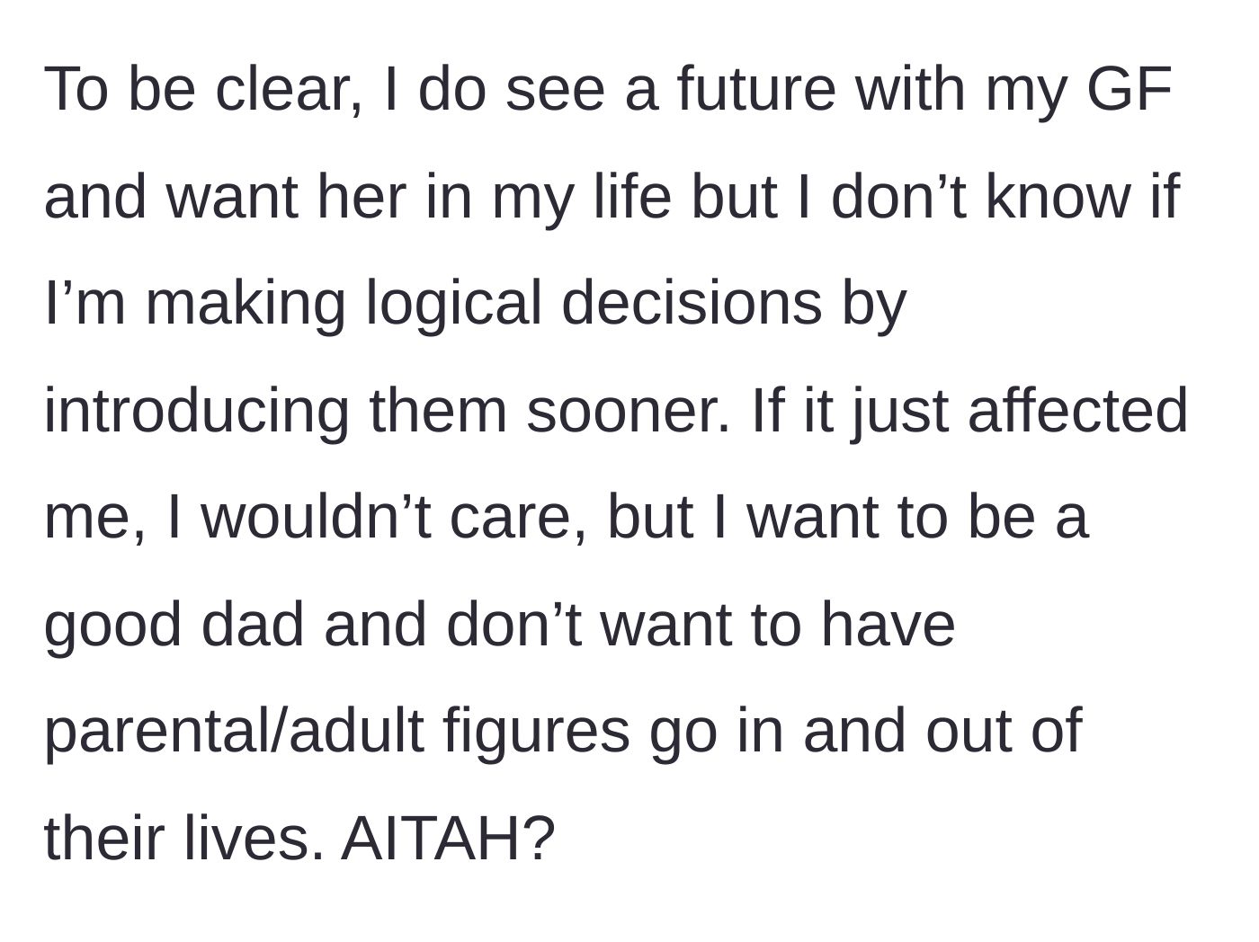 Story part 4 - The dad questions if he should bend his rules for the relationship, reaffirming his ultimate desire to be a good father.