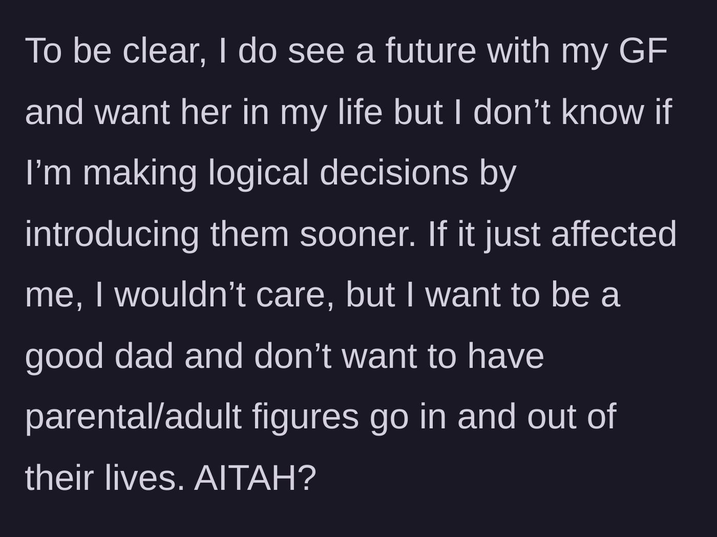Story part 4 - The dad questions if he should bend his rules for the relationship, reaffirming his ultimate desire to be a good father.