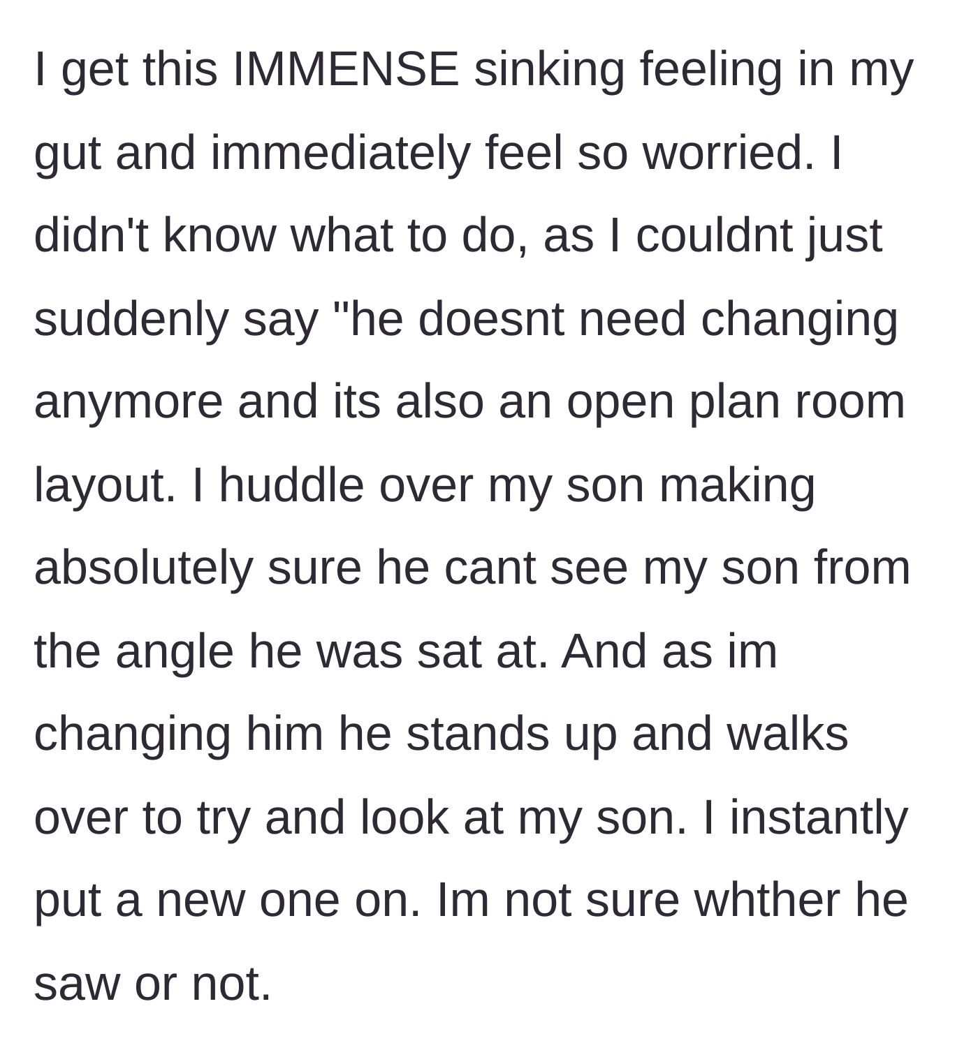Story part 4 - Father physically shielding his newborn son during the diaper change while the friend approaches.