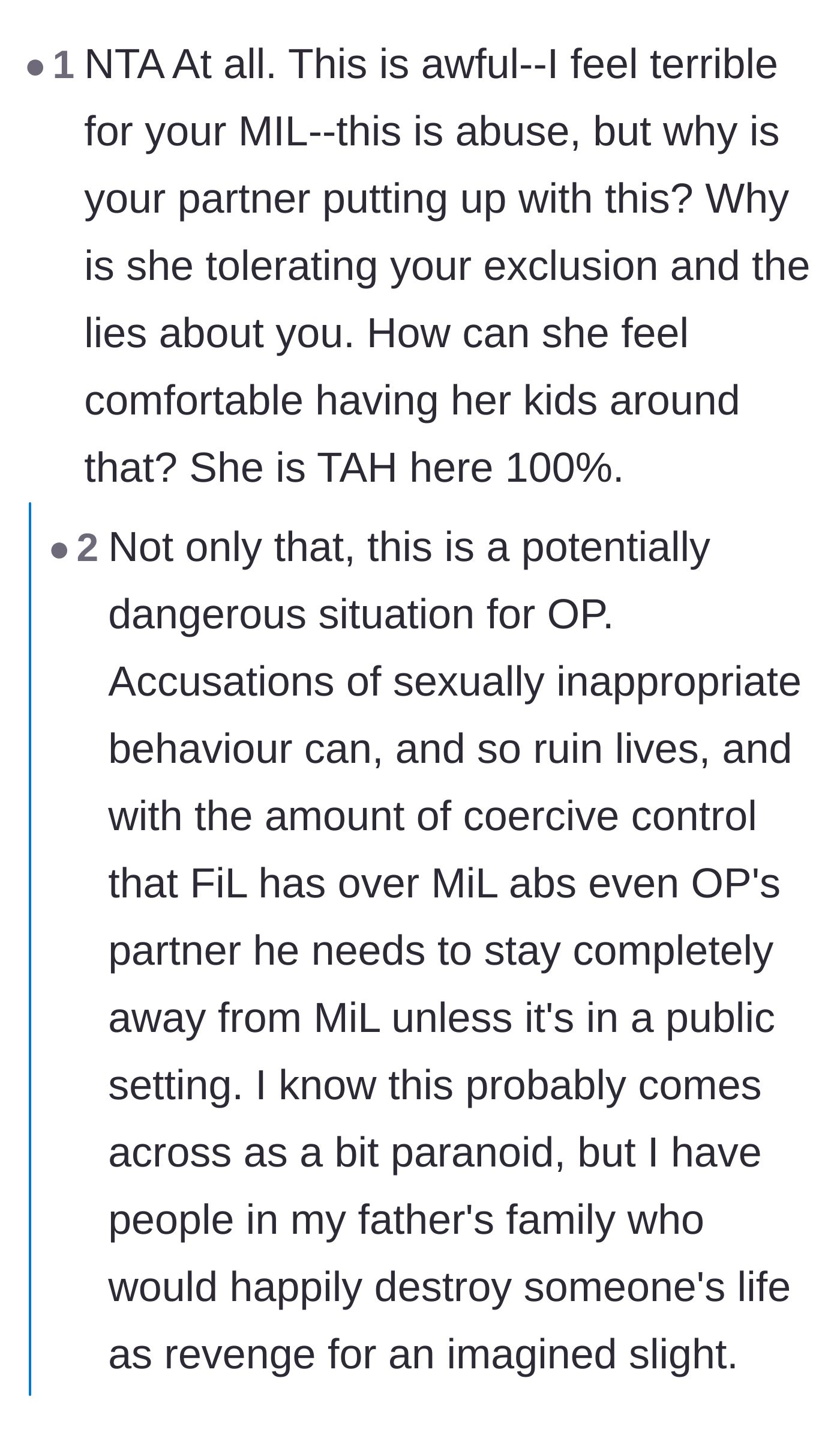 Comment thread 3 - Debate over whether the wife is to blame for staying or if she is a deeply conditioned victim of her upbringing.