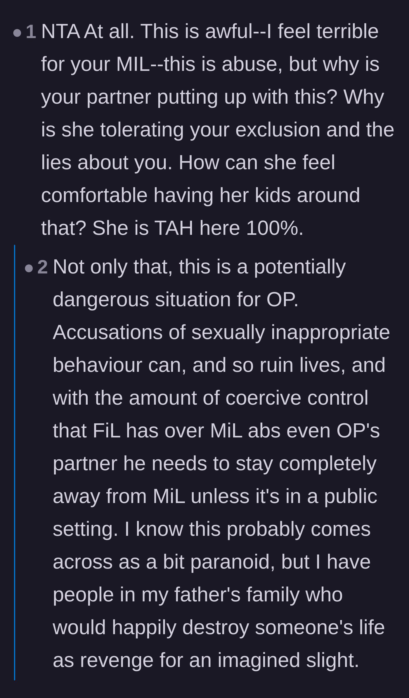 Comment thread 3 - Debate over whether the wife is to blame for staying or if she is a deeply conditioned victim of her upbringing.