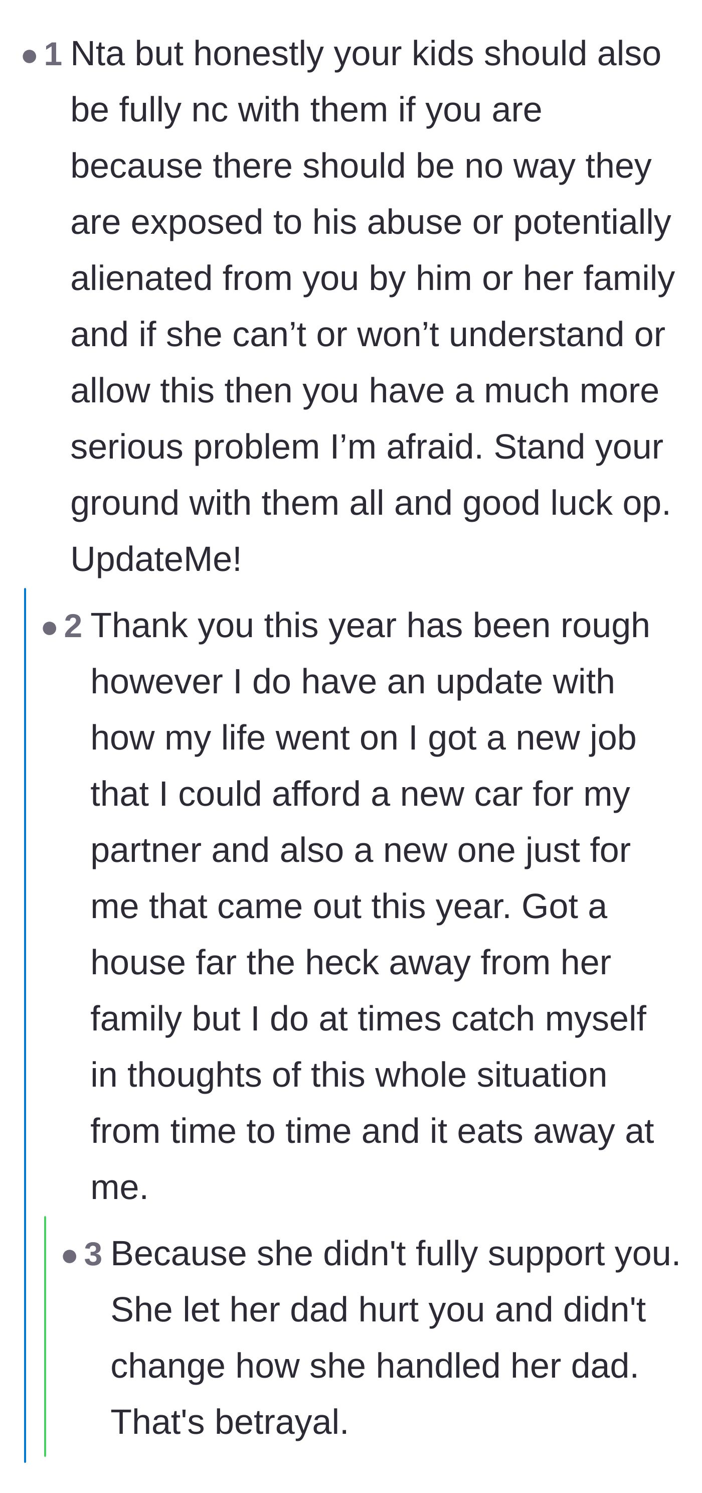 Comment thread 4 - The author provides an update about moving away, while commenters remind him that his partner was the one who let him be separated from his children.