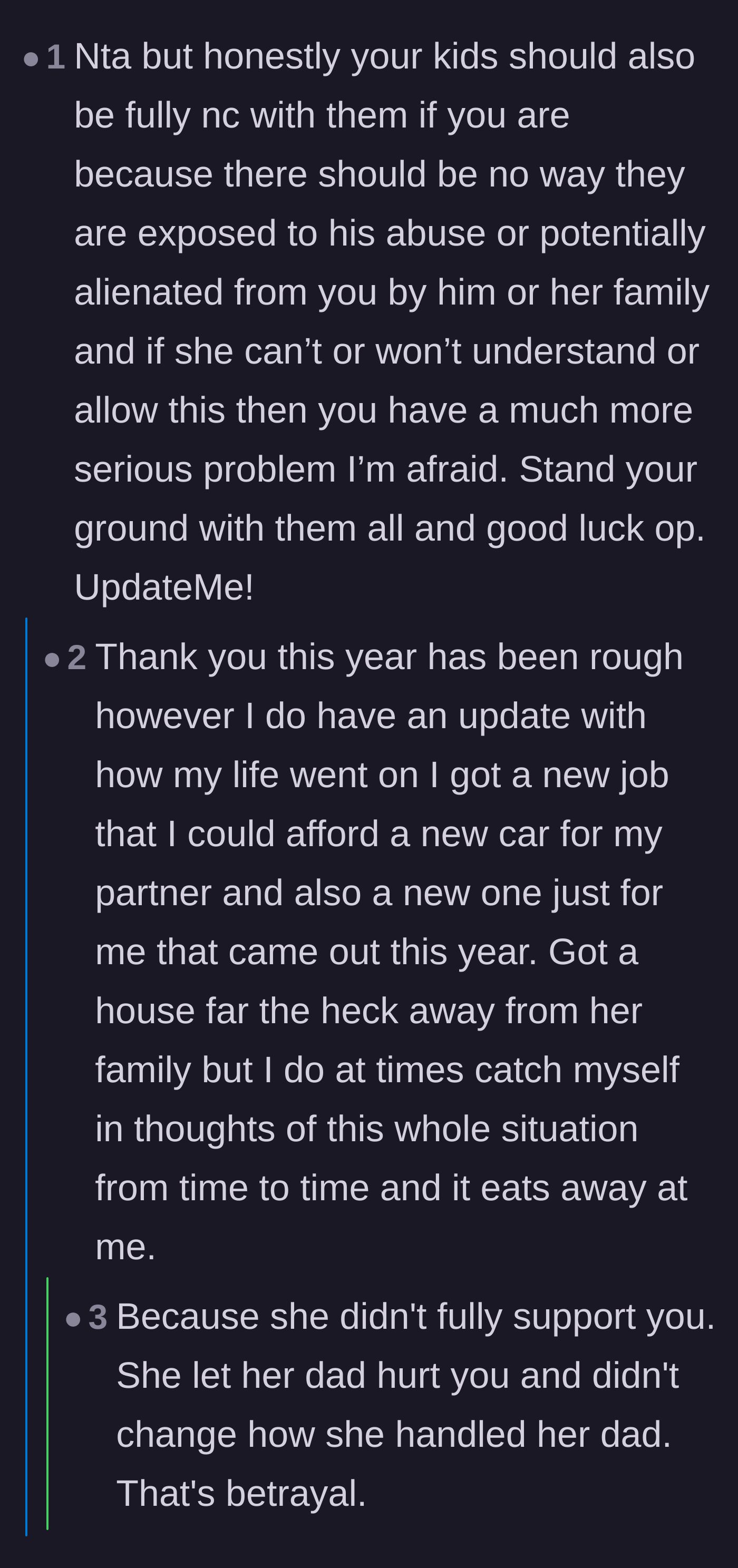 Comment thread 4 - The author provides an update about moving away, while commenters remind him that his partner was the one who let him be separated from his children.
