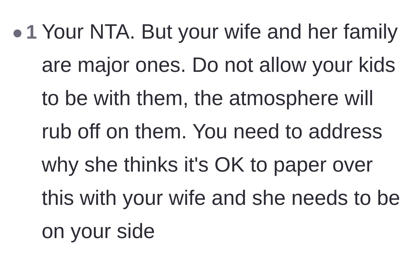 Comment thread 6 - Warning about the toxic atmosphere rubbing off on the children if they continue visiting the in-laws.
