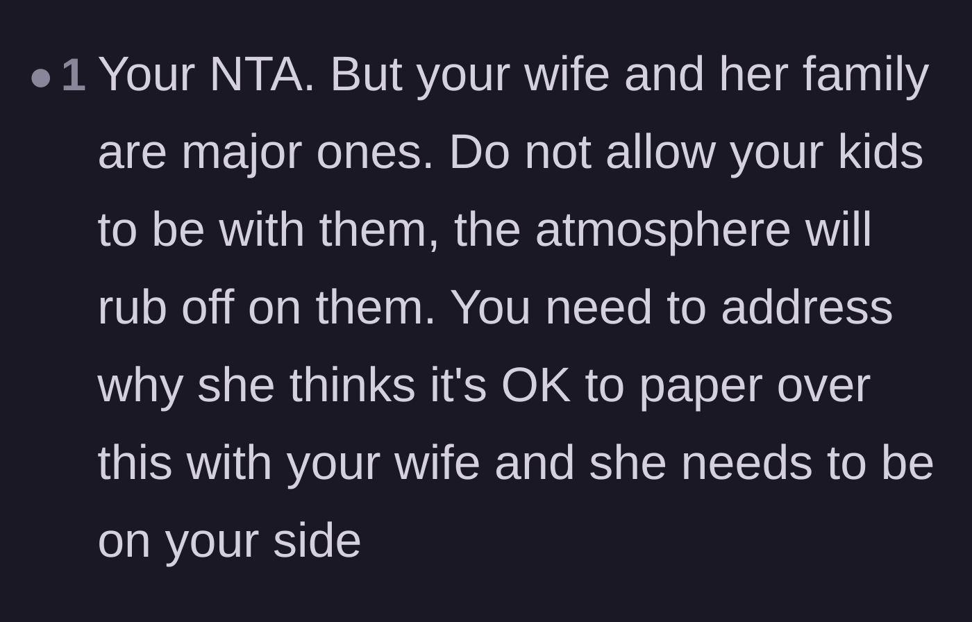 Comment thread 6 - Warning about the toxic atmosphere rubbing off on the children if they continue visiting the in-laws.