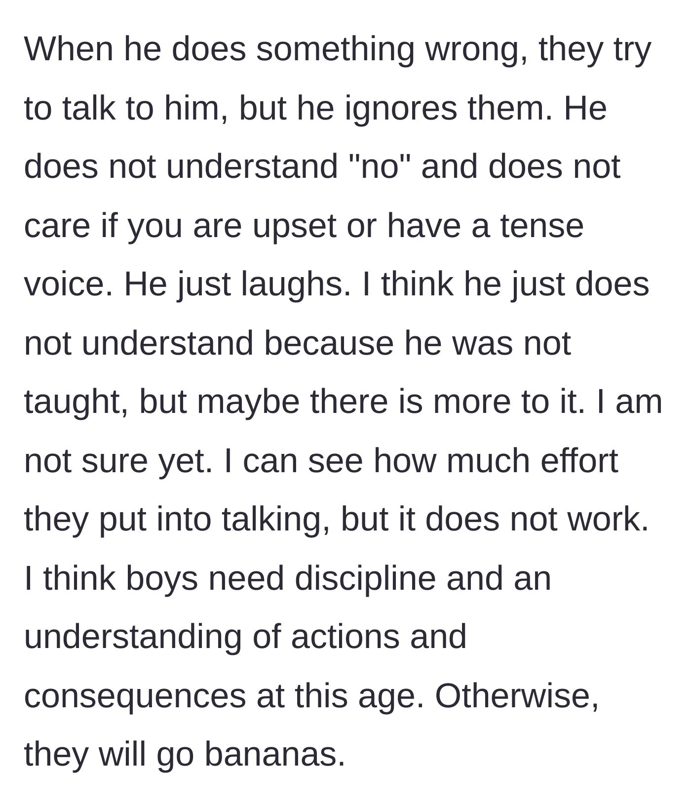 Story part 2 - The toddler laughs off his parents' ineffective attempts at talking to him.
