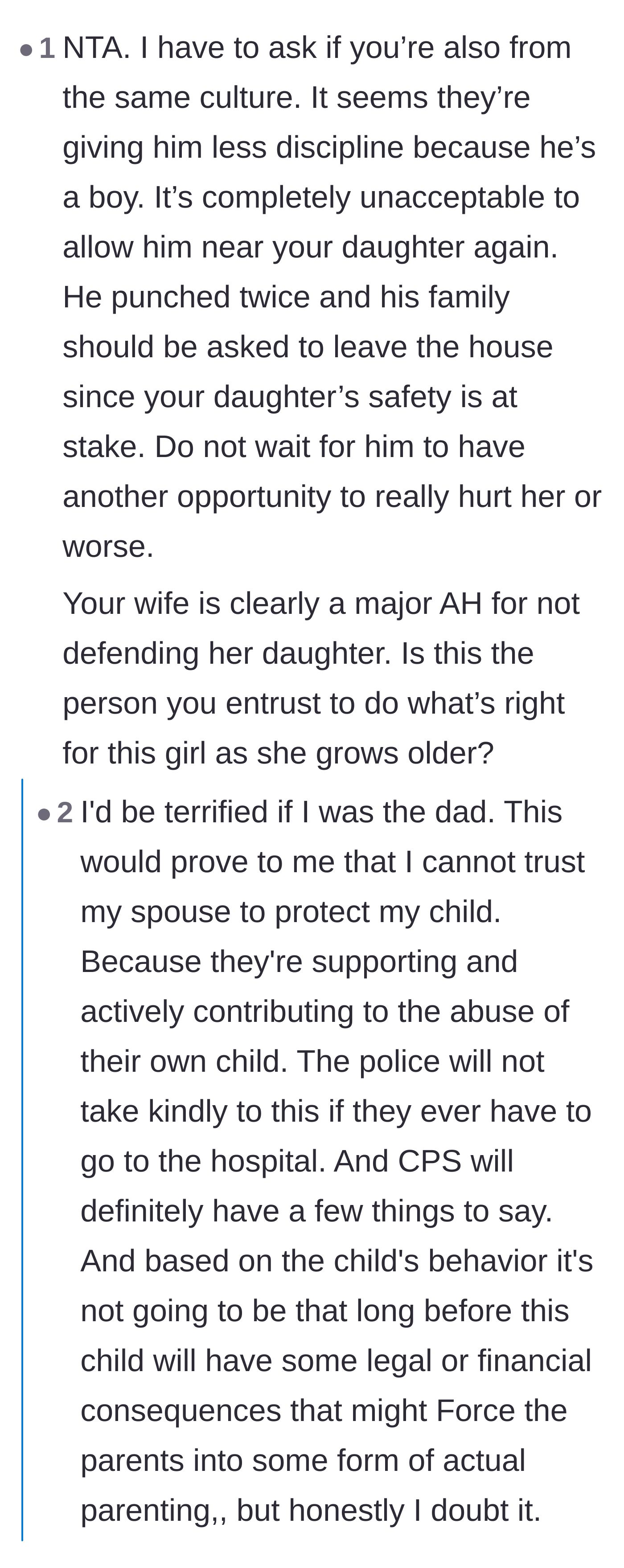 Comment thread 5 - Advice urging the father to kick the in-laws out and questioning his trust in his wife.