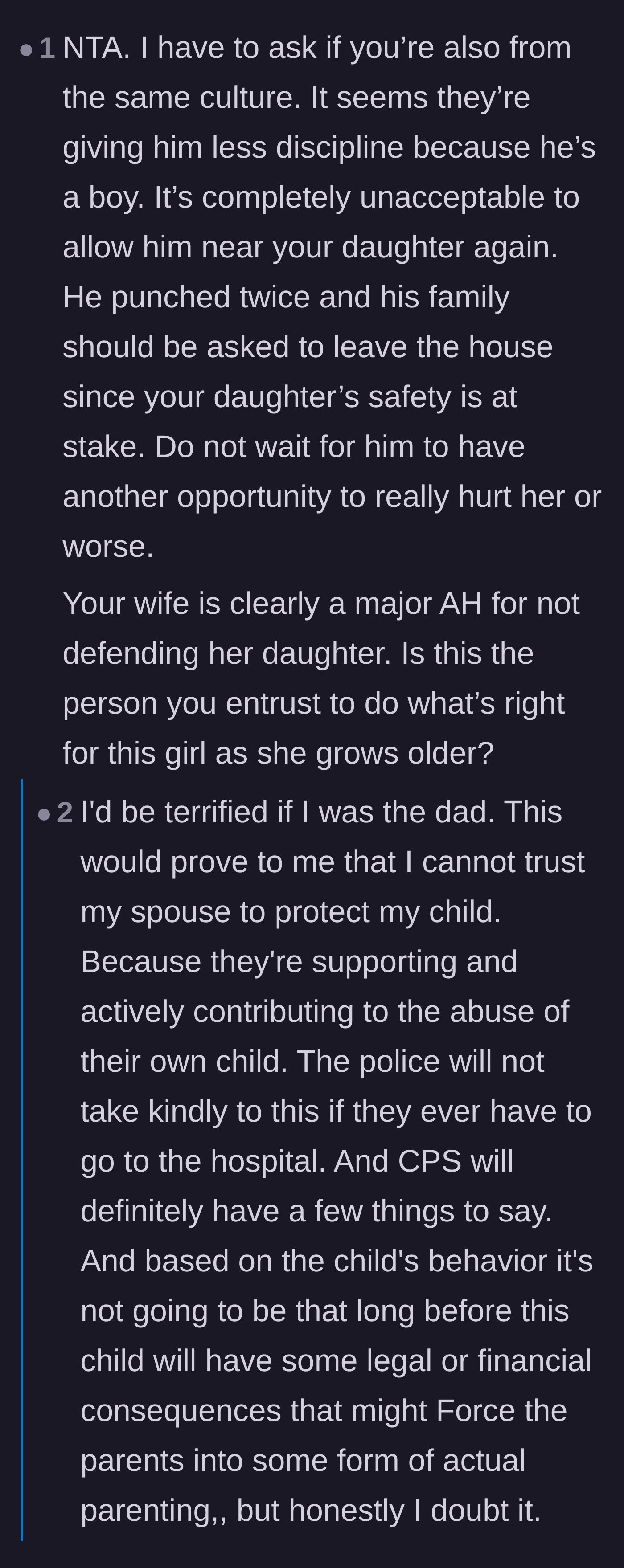 Comment thread 5 - Advice urging the father to kick the in-laws out and questioning his trust in his wife.