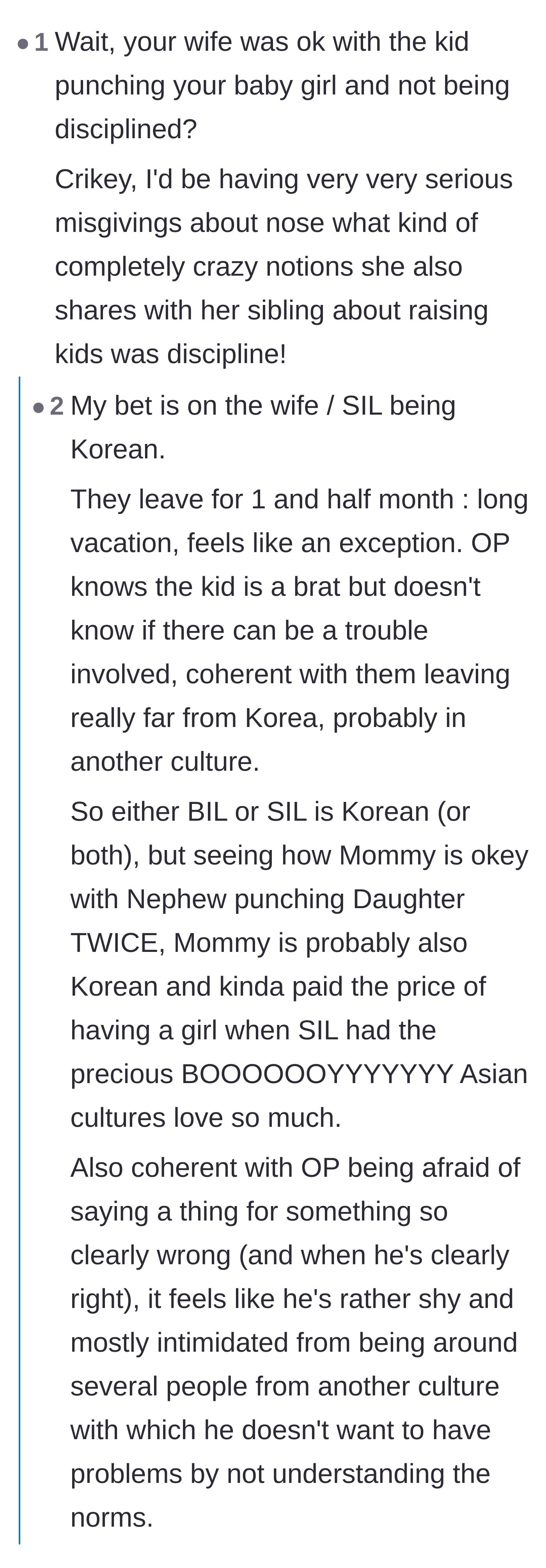 Comment thread 6 - Analysis of the 'precious boy' dynamic in some cultures where male children are allowed to misbehave.