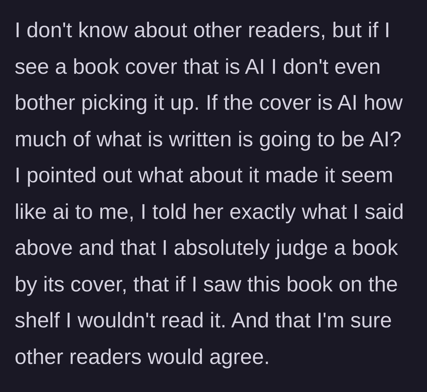 Story part 3 - Explaining how readers will instantly reject and judge AI-generated artwork