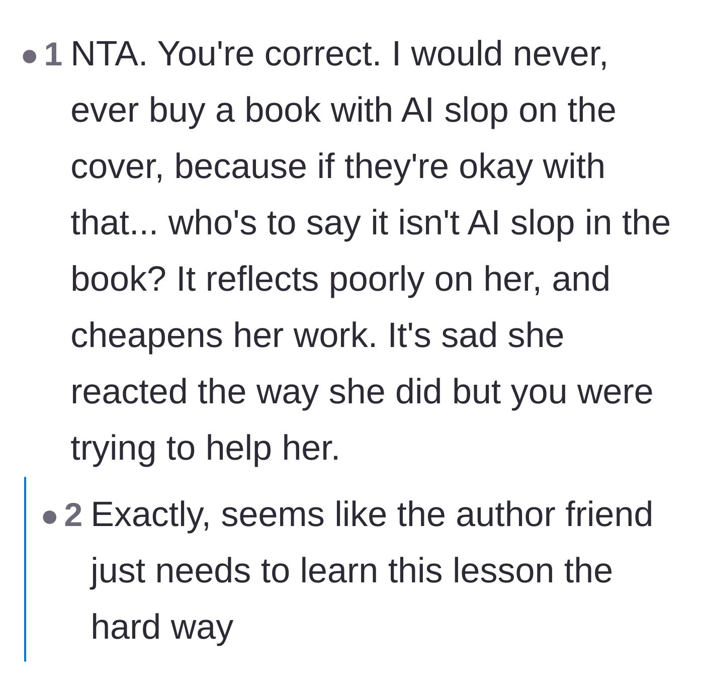 Comment thread 3 - Readers explaining that compromising on cover art cheapens years of hard work and permanently damages an author's reputation.