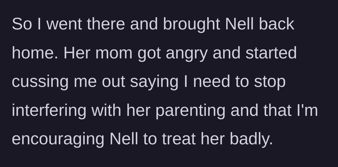 Story part 3 - The grandfather abruptly ends the visit and brings his granddaughter home, while the mother curses at him for interfering.