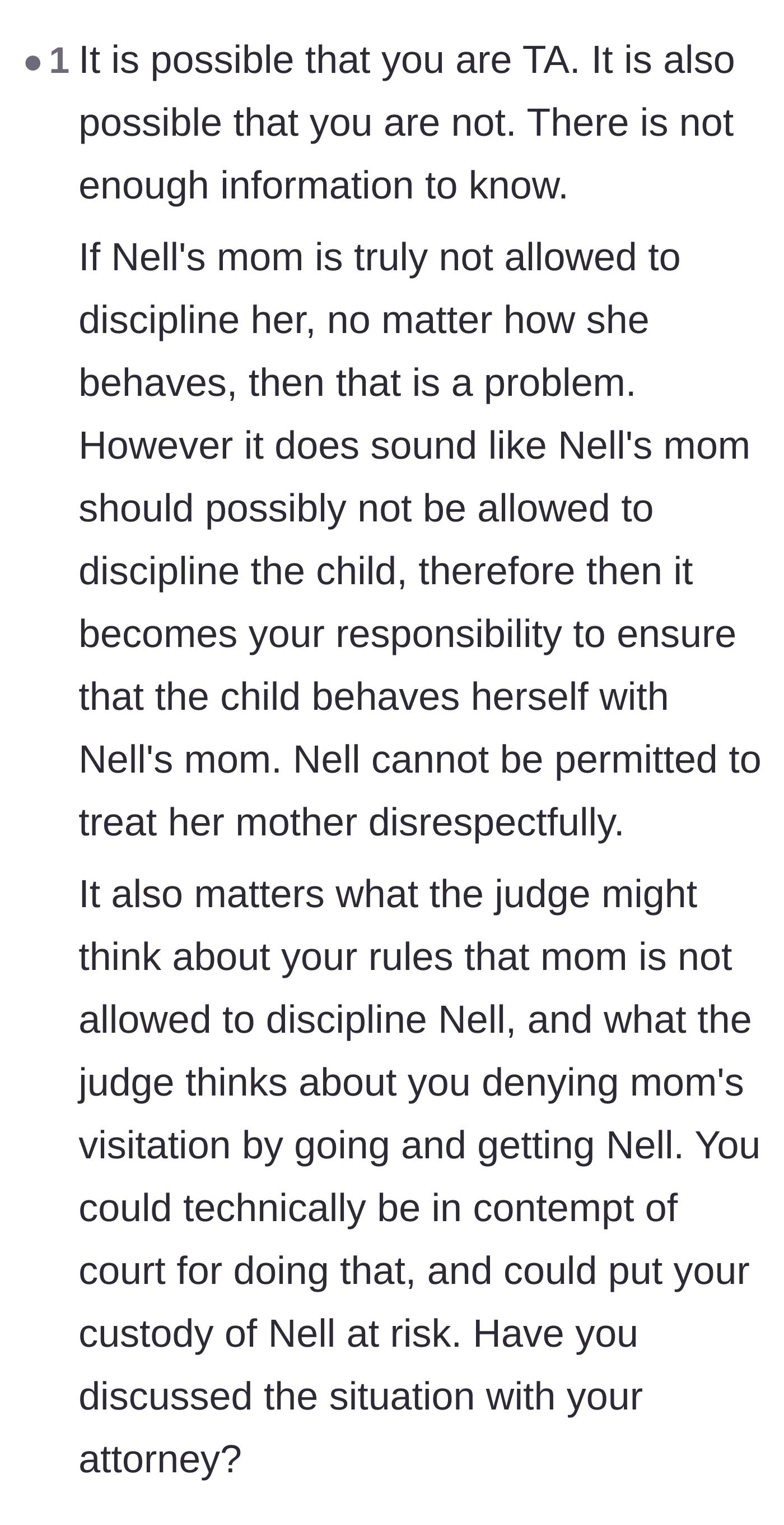 Comment thread 4 - A warning that preventing all discipline might foster disrespect, alongside concerns about contempt of court