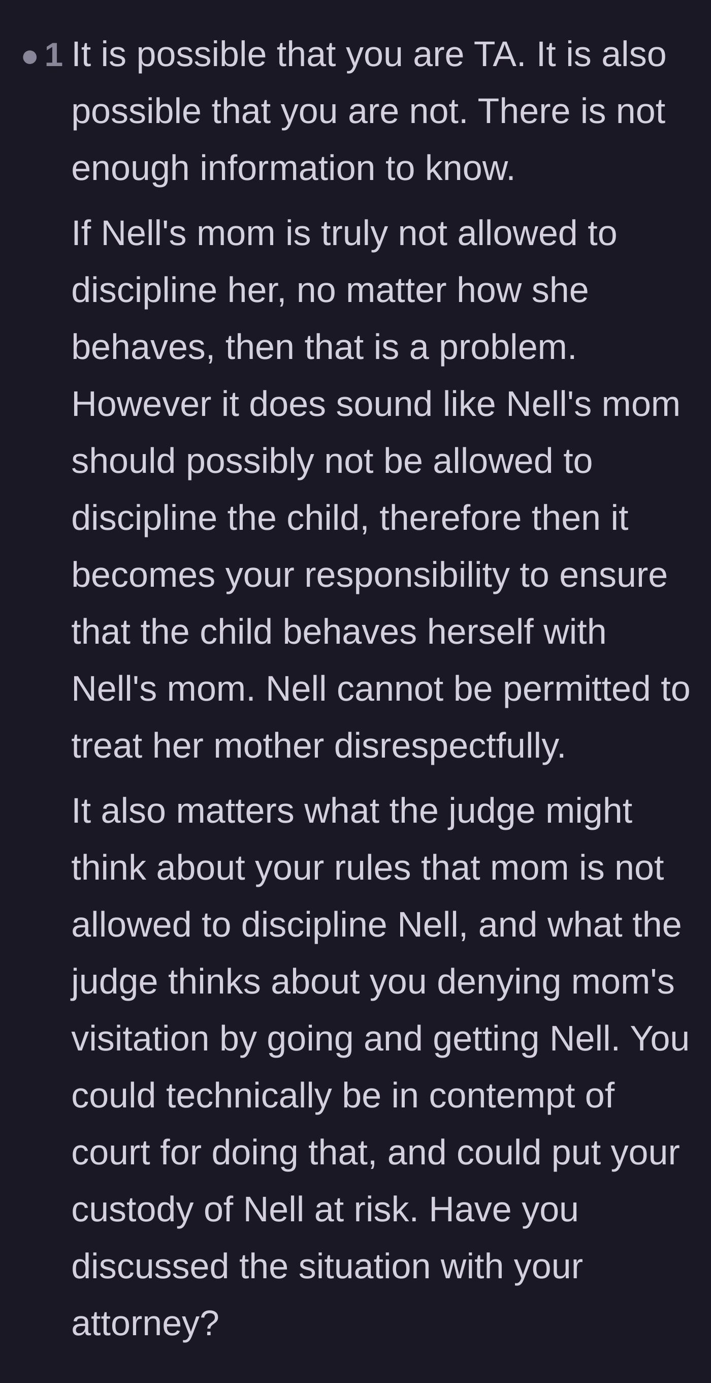 Comment thread 4 - A warning that preventing all discipline might foster disrespect, alongside concerns about contempt of court