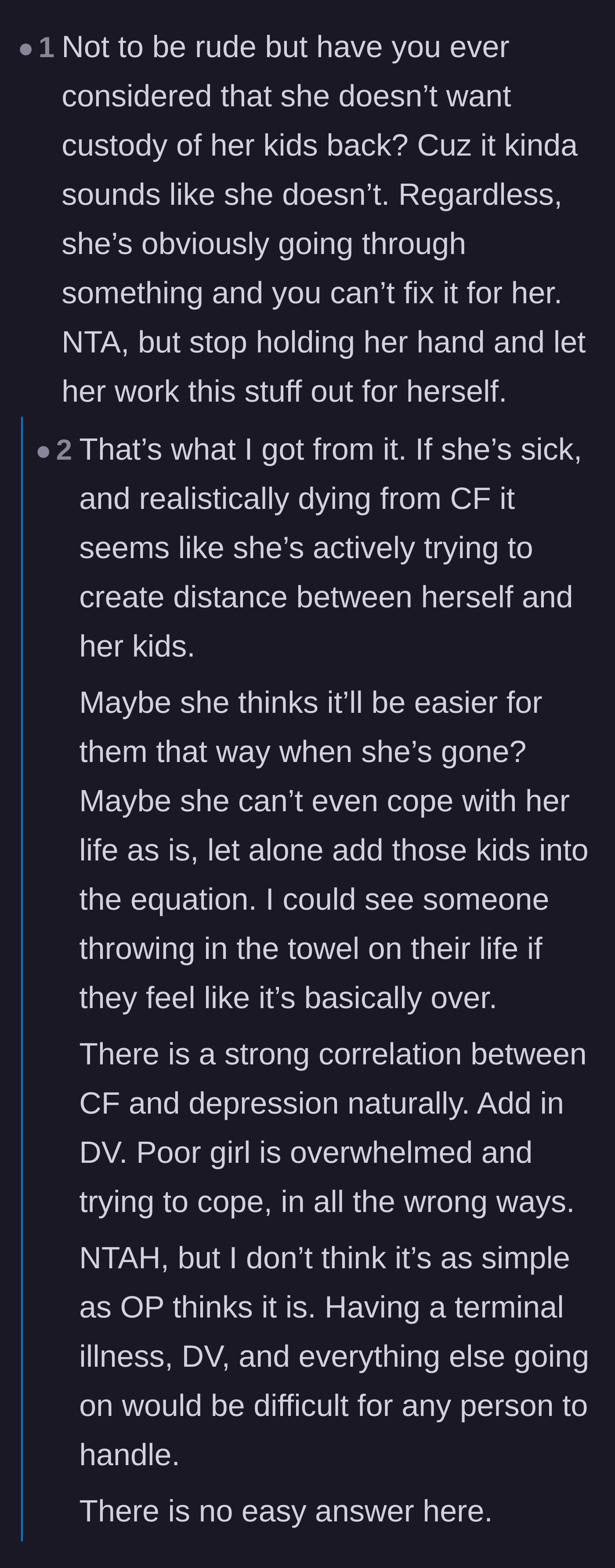A deep discussion on whether the daughter's self-sabotage is actually a covert way of permanently abandoning her parental duties.