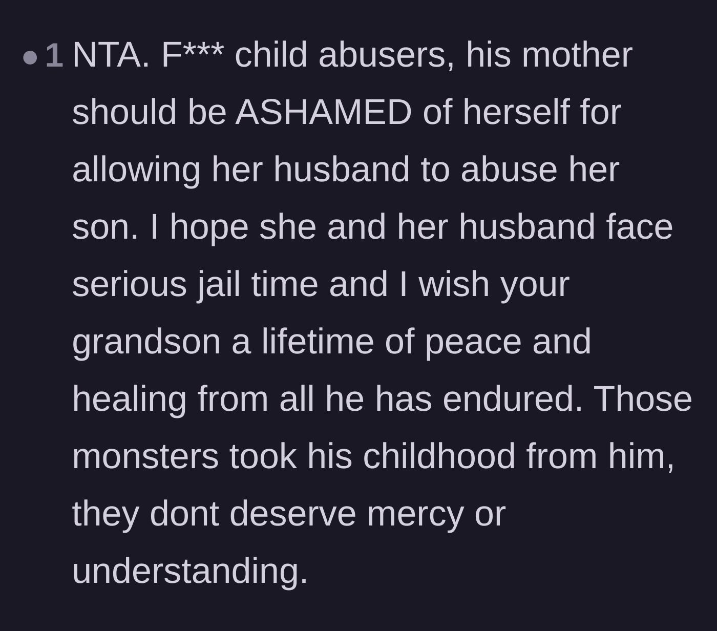 Comment thread 1 - Demanding severe legal consequences for the mother and stepfather's neglect and abuse