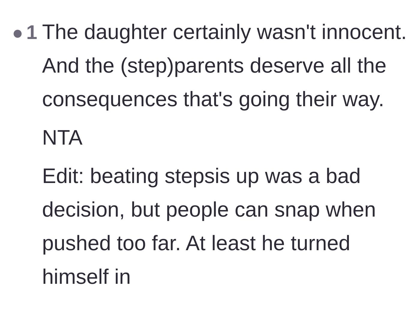 Comment thread 6 - Acknowledging the grandson's poor choice while placing the ultimate blame on the parents who pushed him there