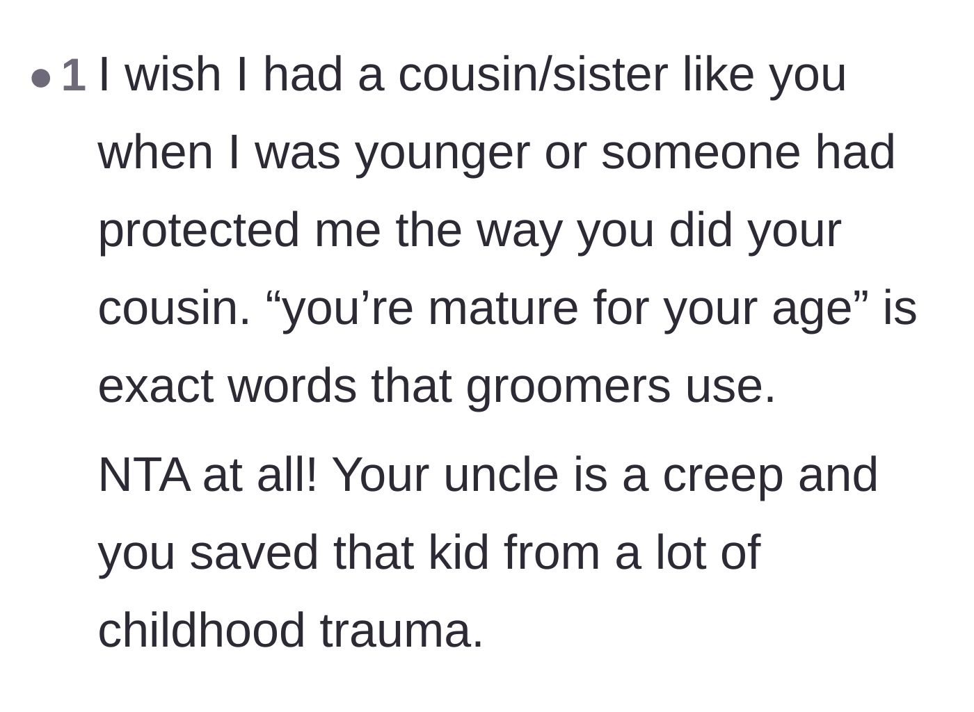 Comment thread 6 - A survivor wishing they had a protector like the 21-year-old growing up.