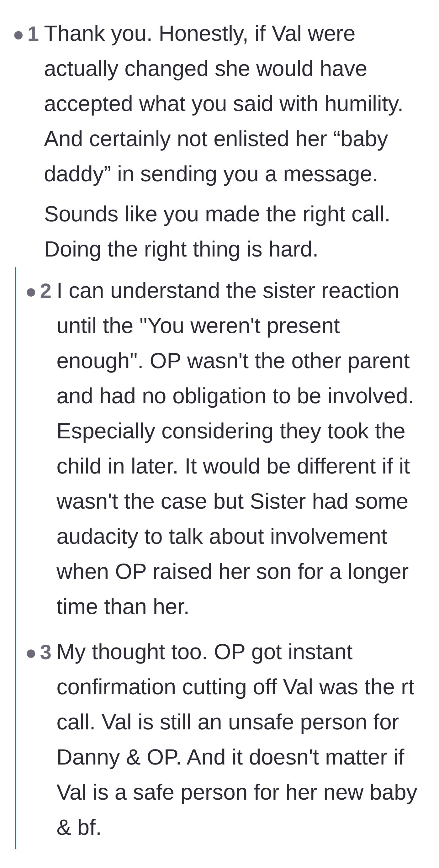 Comment thread 4 - Readers point out that the sister lashing out and sending flying monkeys proves she hasn't truly changed.