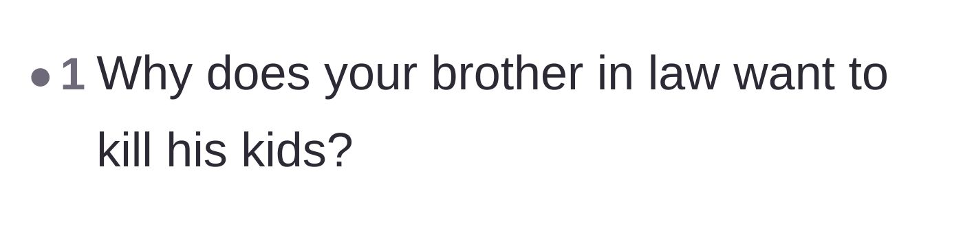 Comment thread 5 - A blunt question asking why the brother-in-law is willing to put his children's lives in such extreme danger.