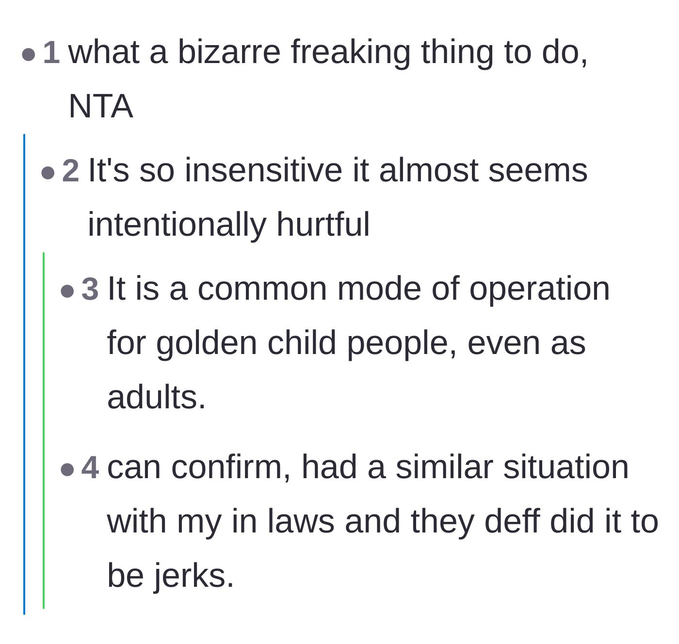 Comment thread 4 - Users debating whether the golden child brother's actions were just clueless or intentionally cruel.