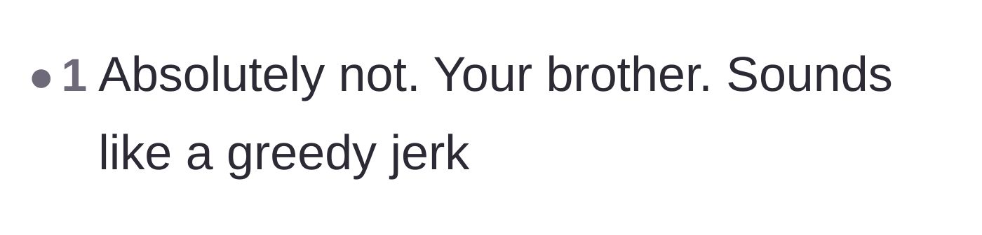 Comment thread 3 - A commenter bluntly calls out the older brother for his extreme greed