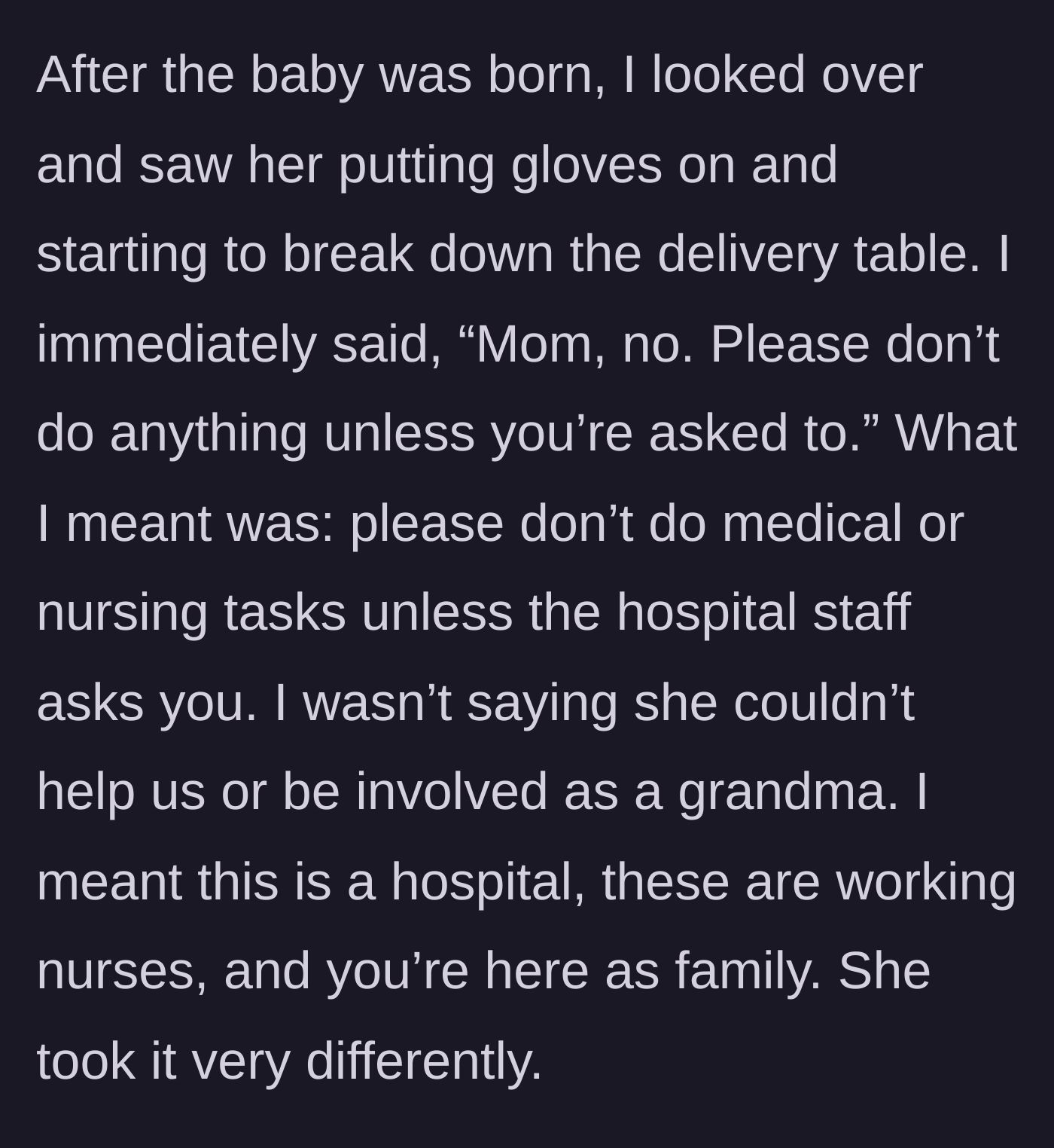 Story part 3 - A man firmly telling his mother to step away from hospital equipment.