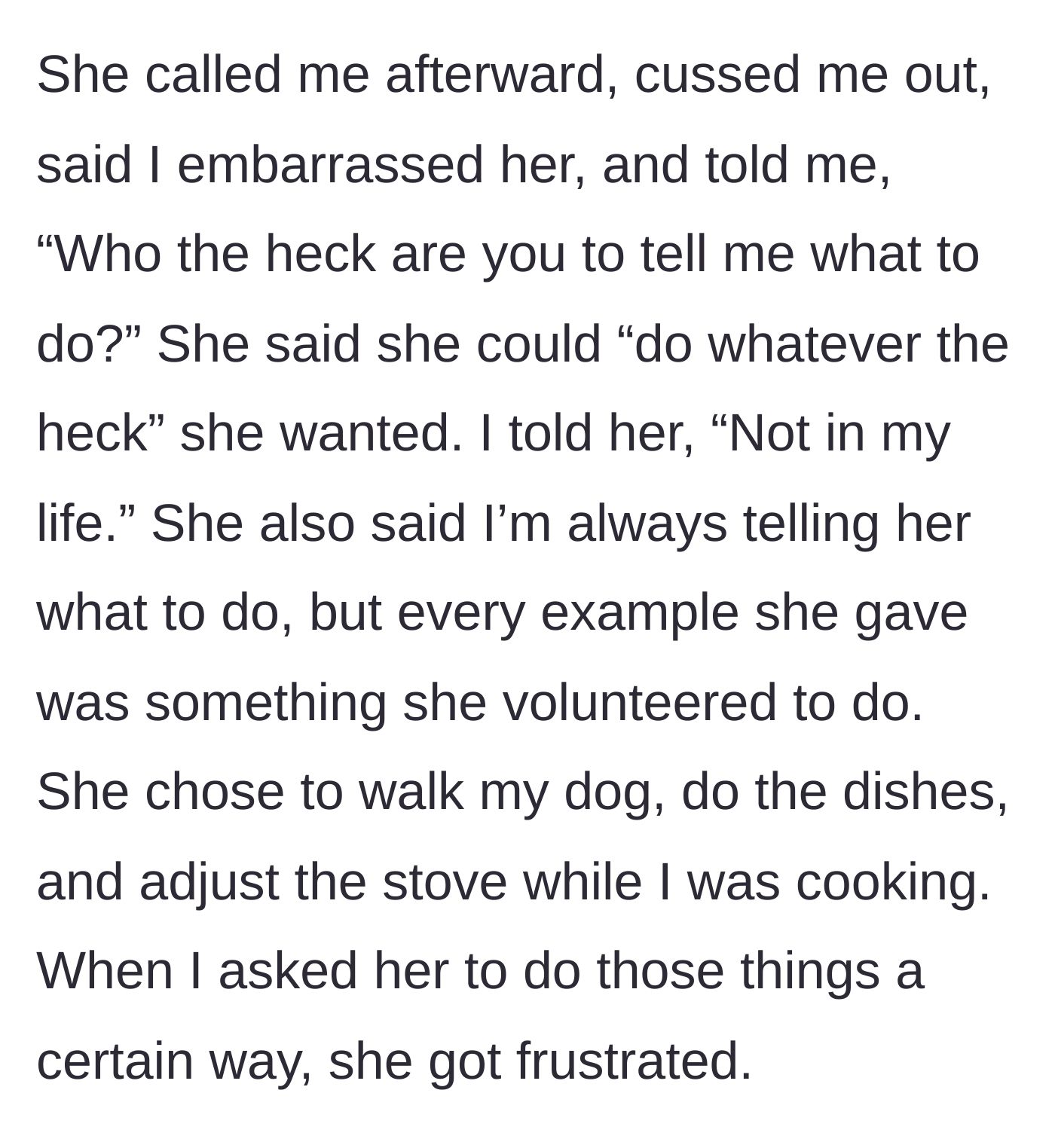 Story part 4 - An angry mother arguing on the phone, demanding to know why she is being restricted.