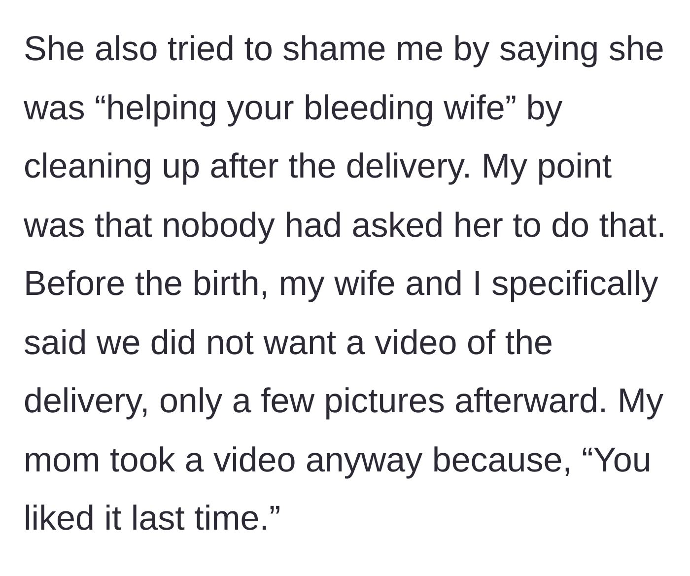 Story part 5 - A woman secretly recording a video on her phone despite explicit instructions not to.