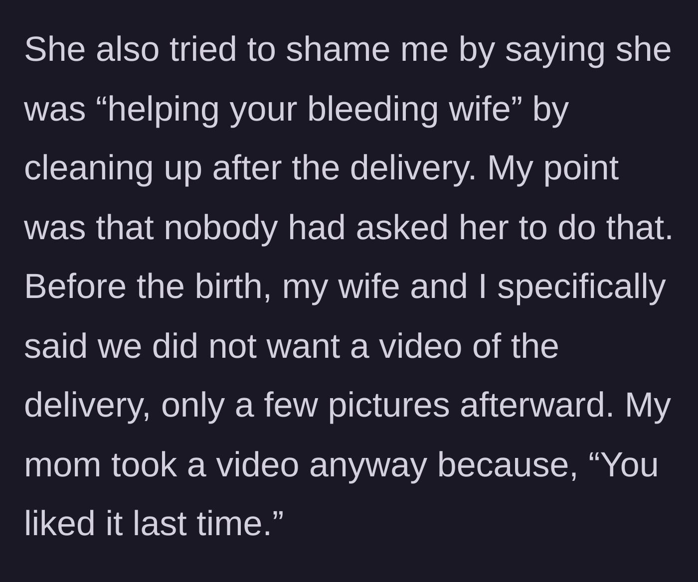 Story part 5 - A woman secretly recording a video on her phone despite explicit instructions not to.