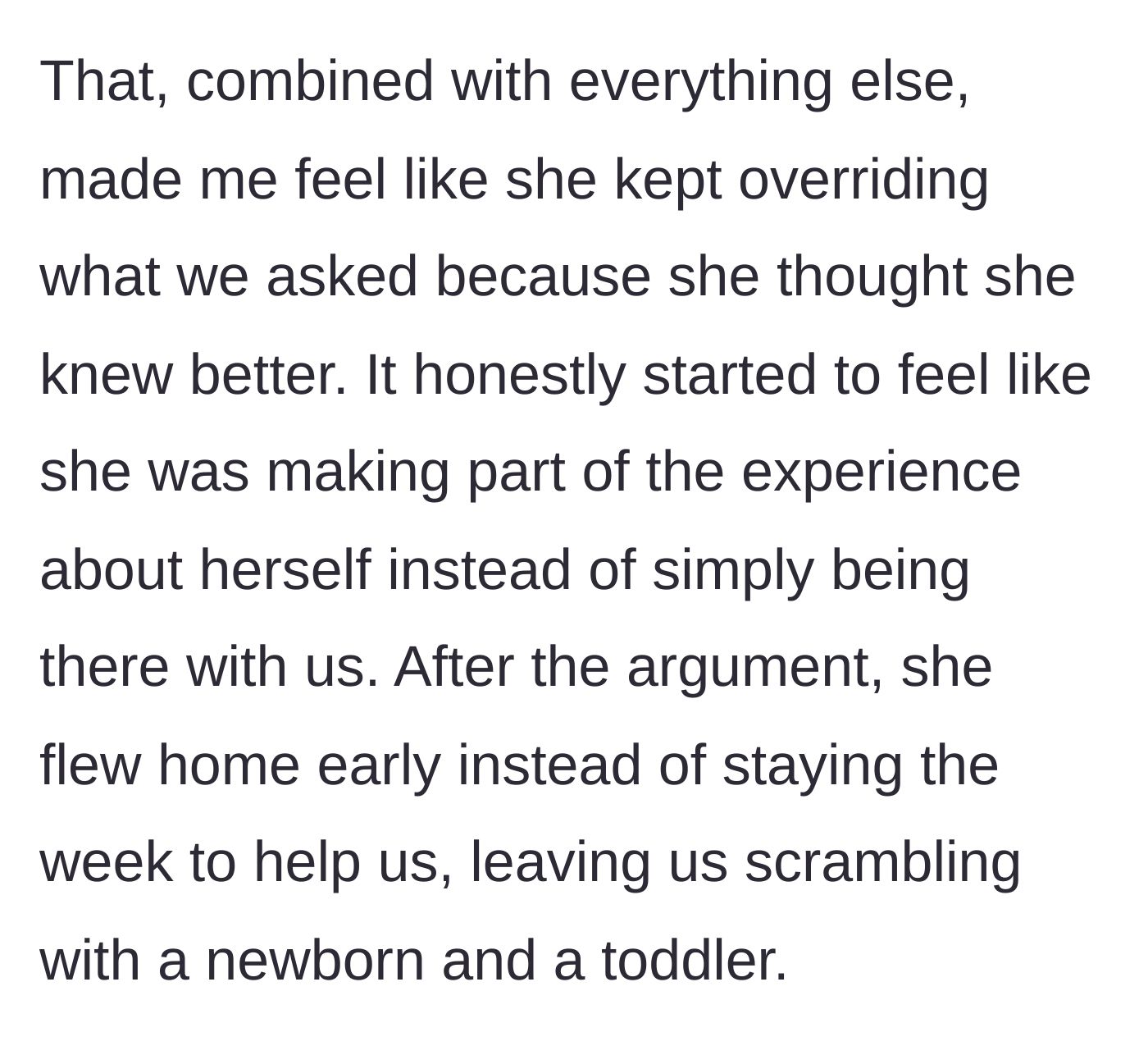 Story part 6 - An angry grandmother packing her bags to abandon her family early.