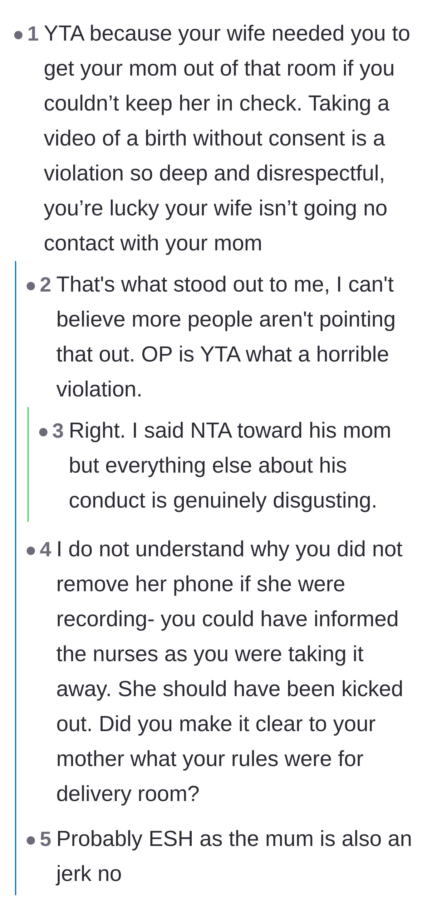 Comment thread 2 - Criticism of the husband for failing to confiscate his mother's phone or kick her out.