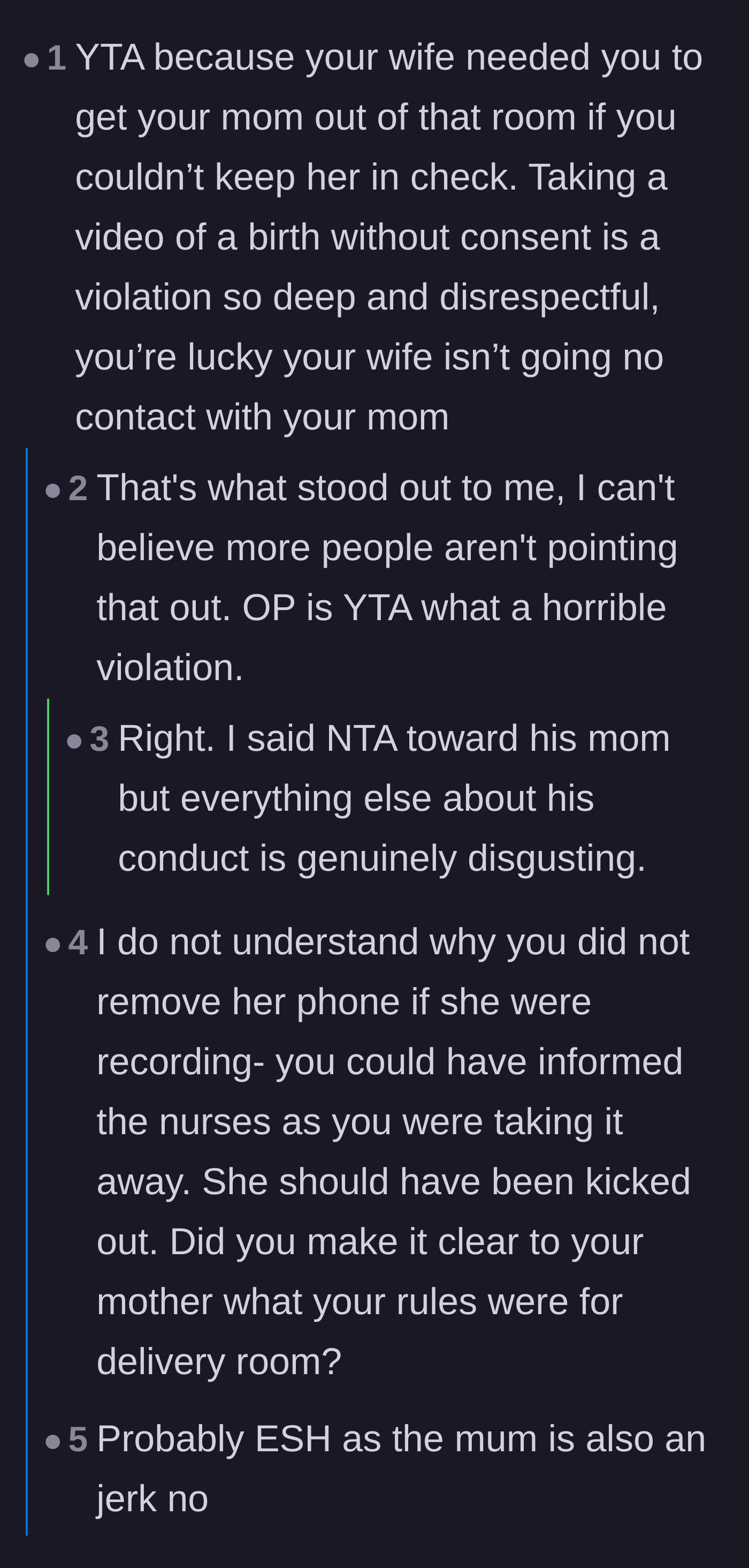 Comment thread 2 - Criticism of the husband for failing to confiscate his mother's phone or kick her out.