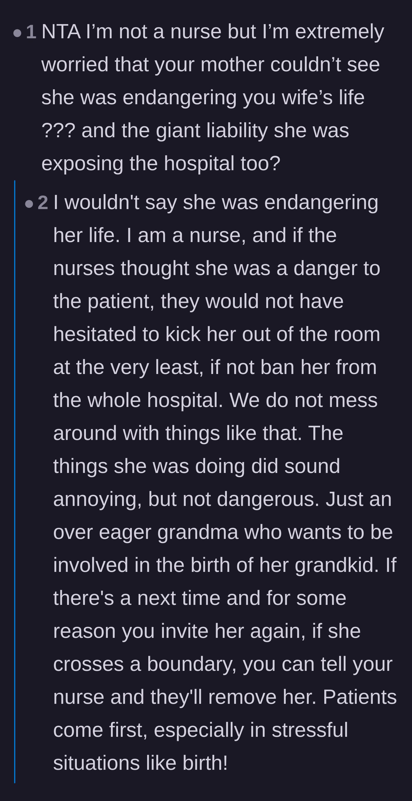 Comment thread 3 - Analysis of the mother's transactional kindness and the husband's denial about her toxic behavior.