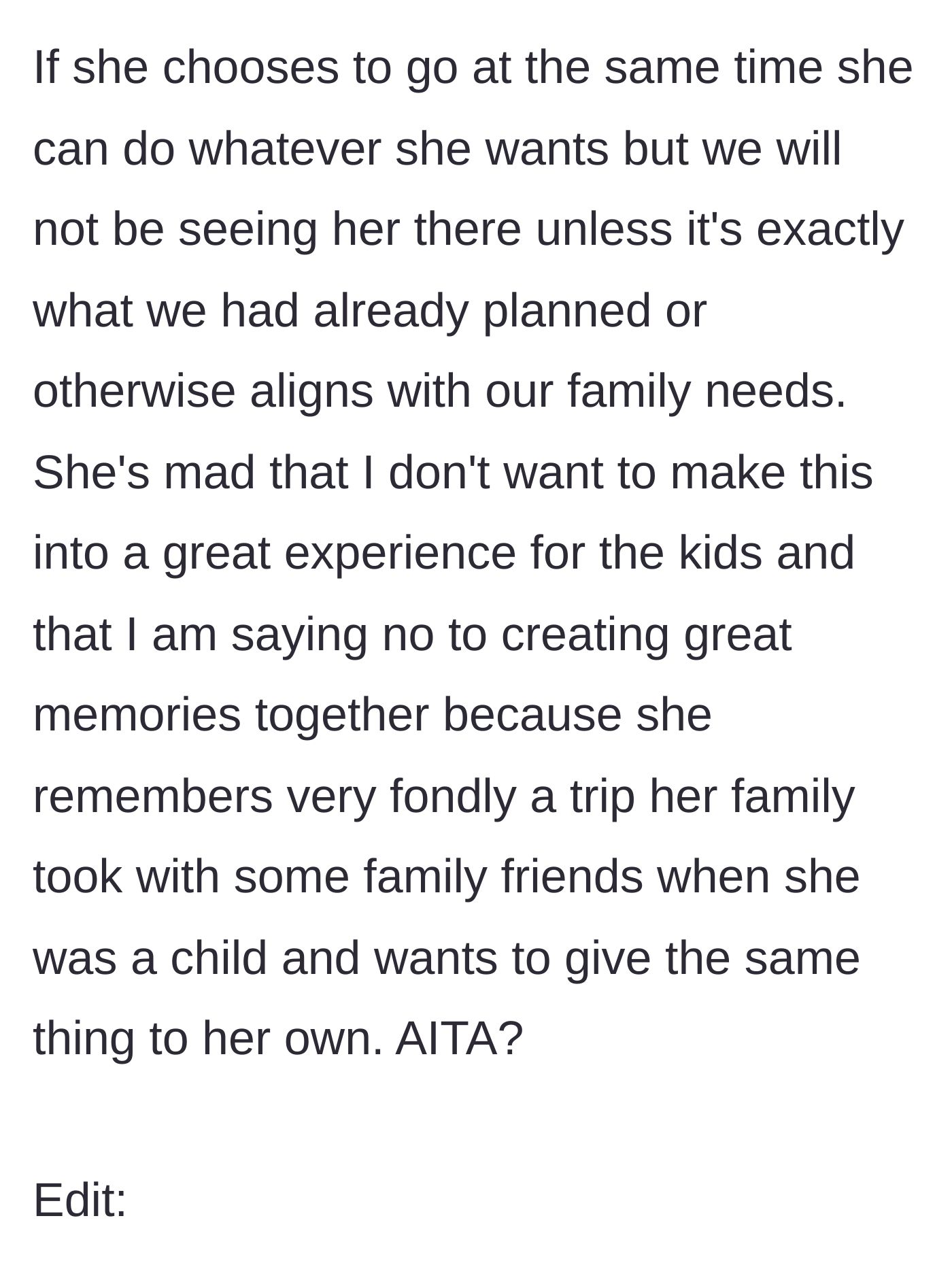 Story part 5 - Mom firmly stating they won't hang out if the friend comes, leading the friend to throw a guilt trip about childhood memories.